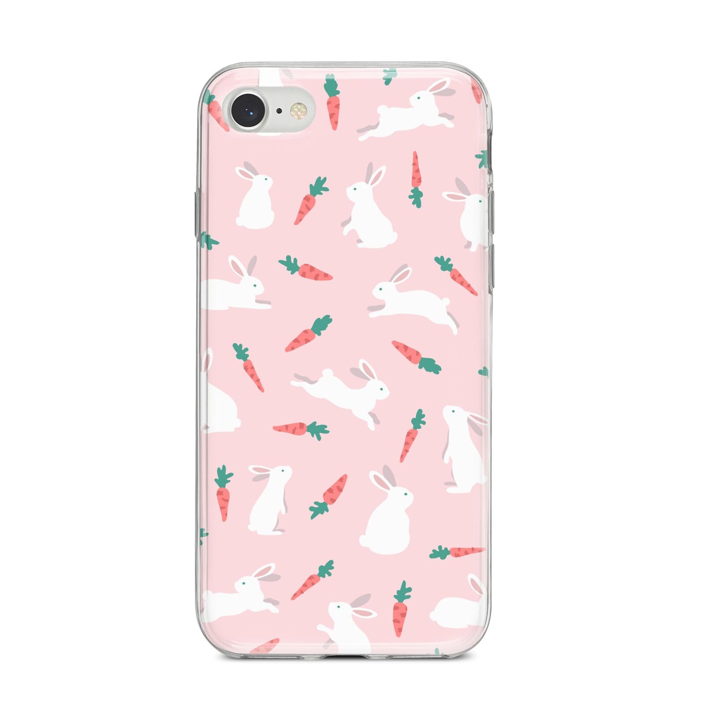 Easter Bunny And Carrot iPhone 8 Bumper Case on Silver iPhone