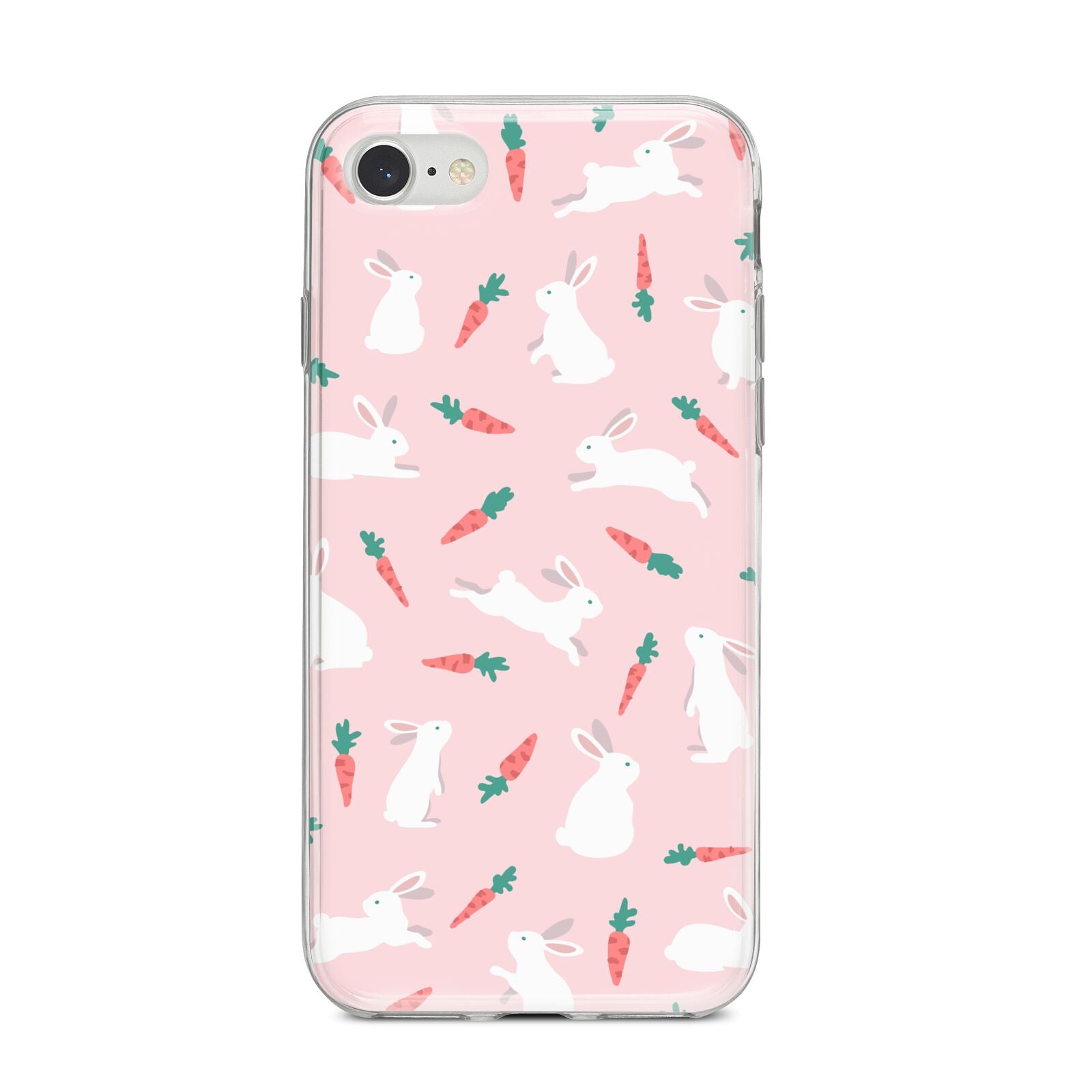 Easter Bunny And Carrot iPhone 8 Bumper Case on Silver iPhone