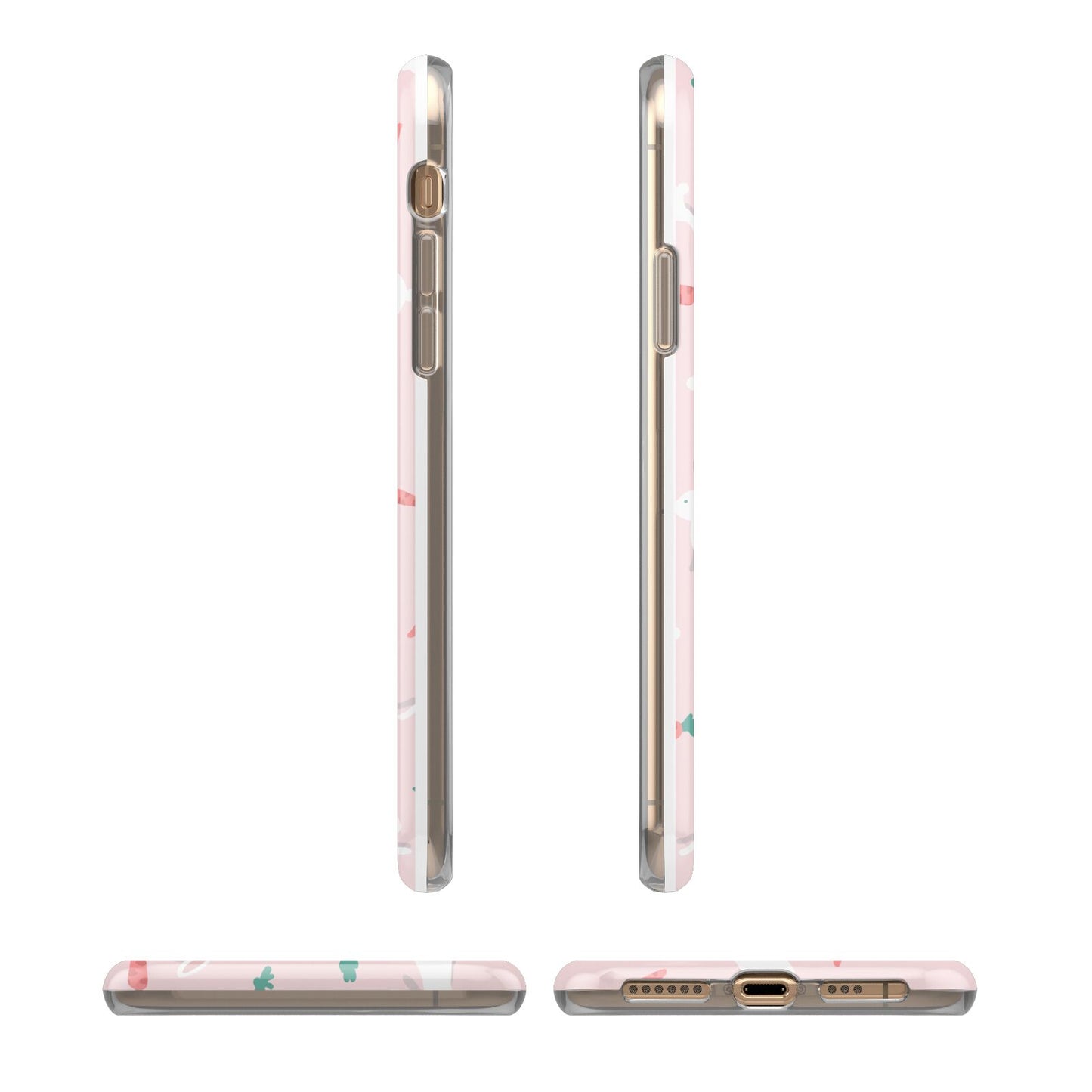 Easter Bunny And Carrot iPhone XS 3D Tough Case in Gold Angled Images