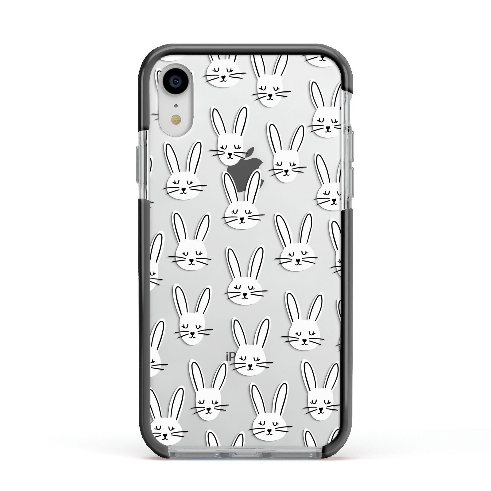 Easter Bunny Apple iPhone XR Impact Case Black Edge on Silver Phone