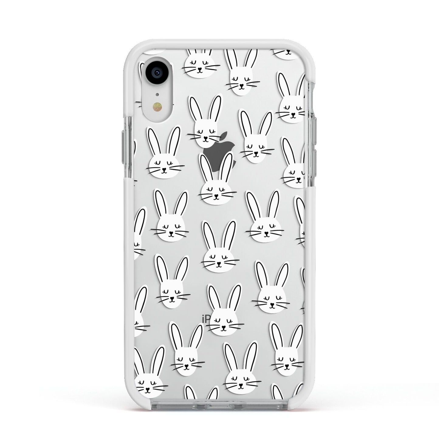 Easter Bunny Apple iPhone XR Impact Case White Edge on Silver Phone