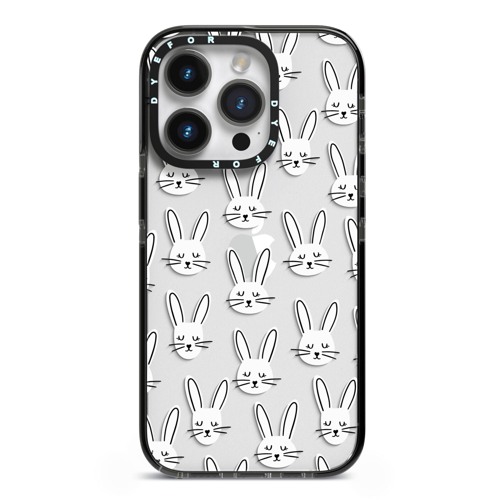 Easter Bunny iPhone 14 Pro Black Impact Case on Silver phone