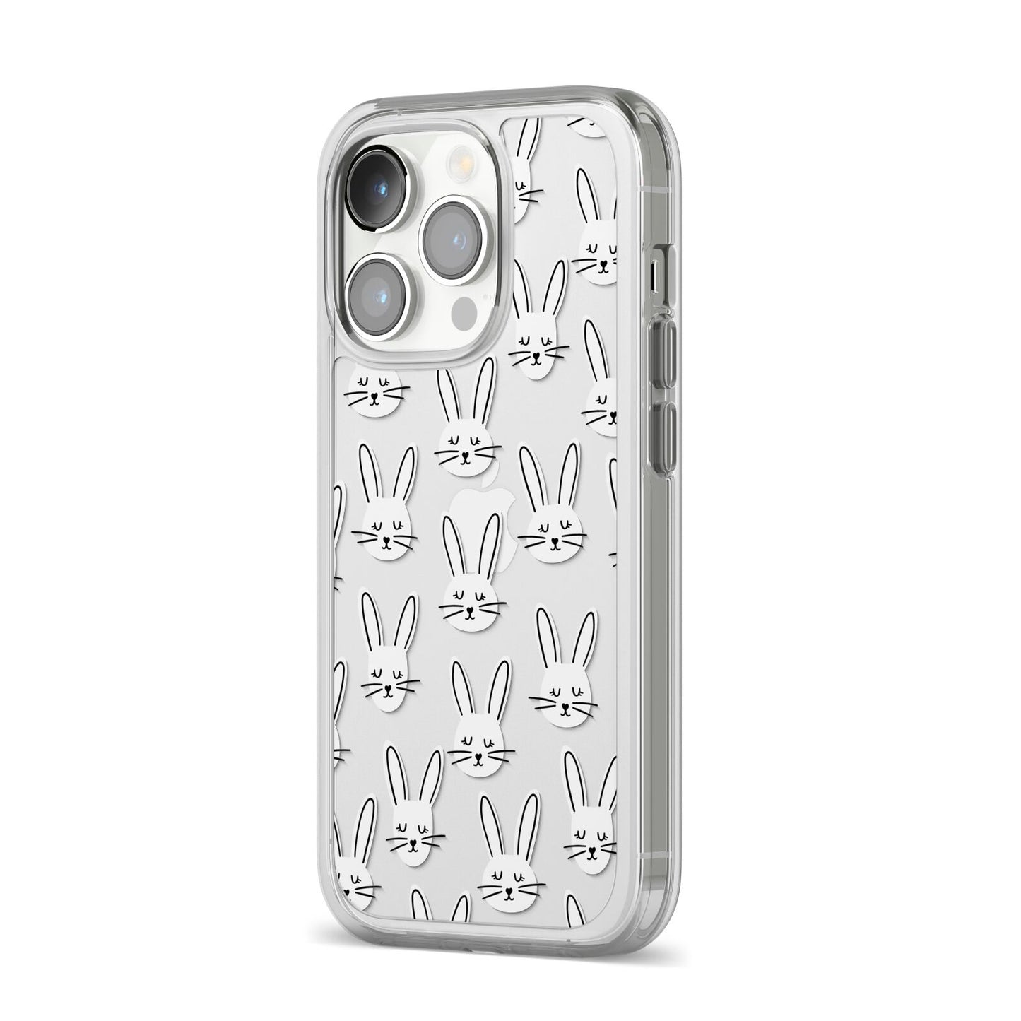 Easter Bunny iPhone 14 Pro Clear Tough Case Silver Angled Image