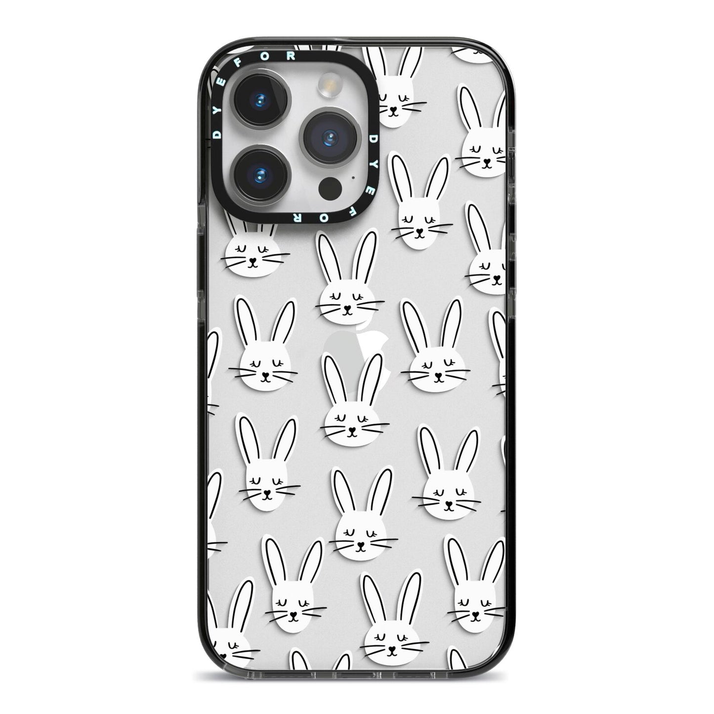 Easter Bunny iPhone 14 Pro Max Black Impact Case on Silver phone