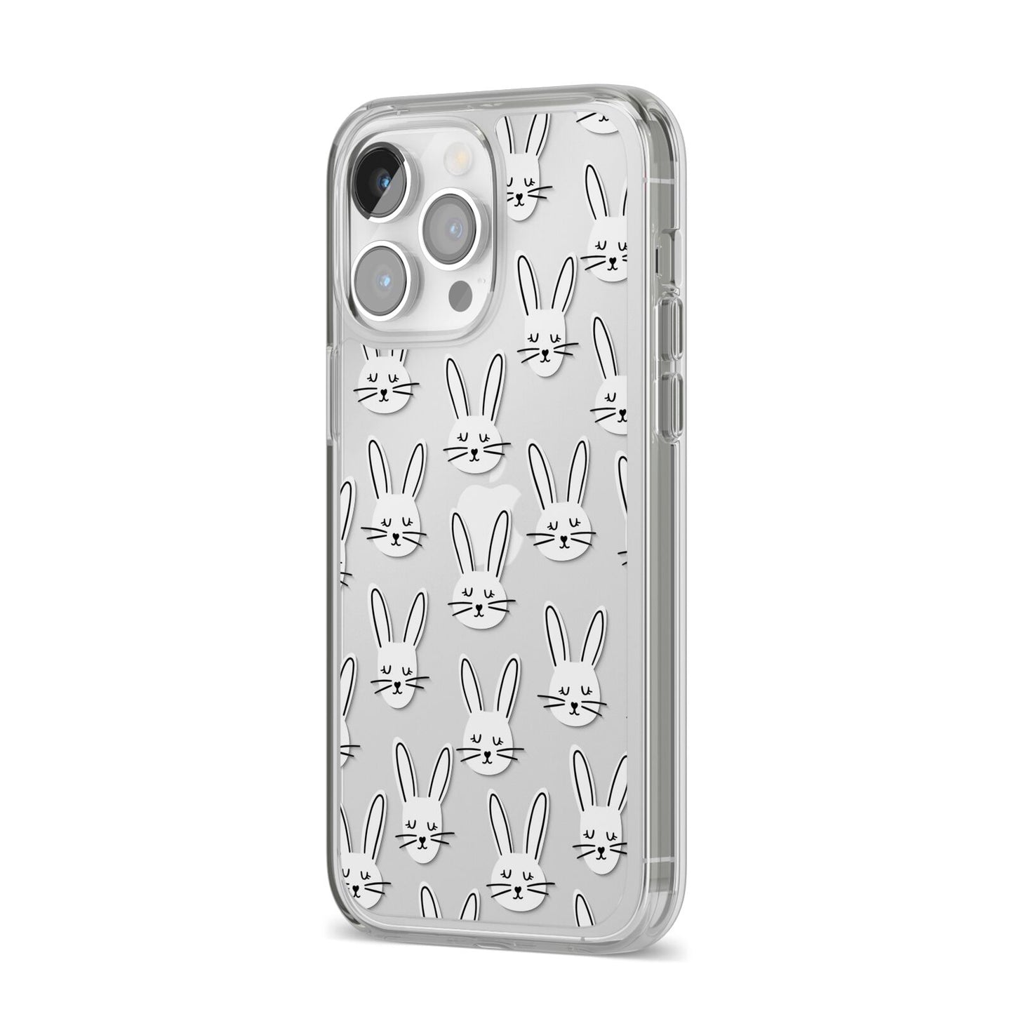 Easter Bunny iPhone 14 Pro Max Clear Tough Case Silver Angled Image