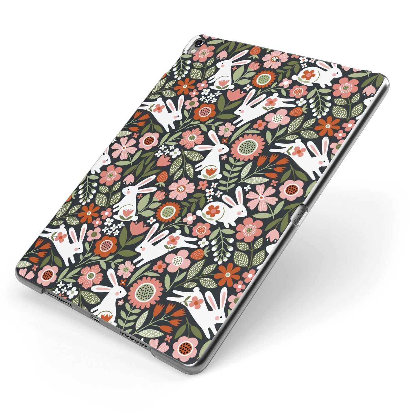Easter Floral Apple iPad Case on Grey iPad Side View