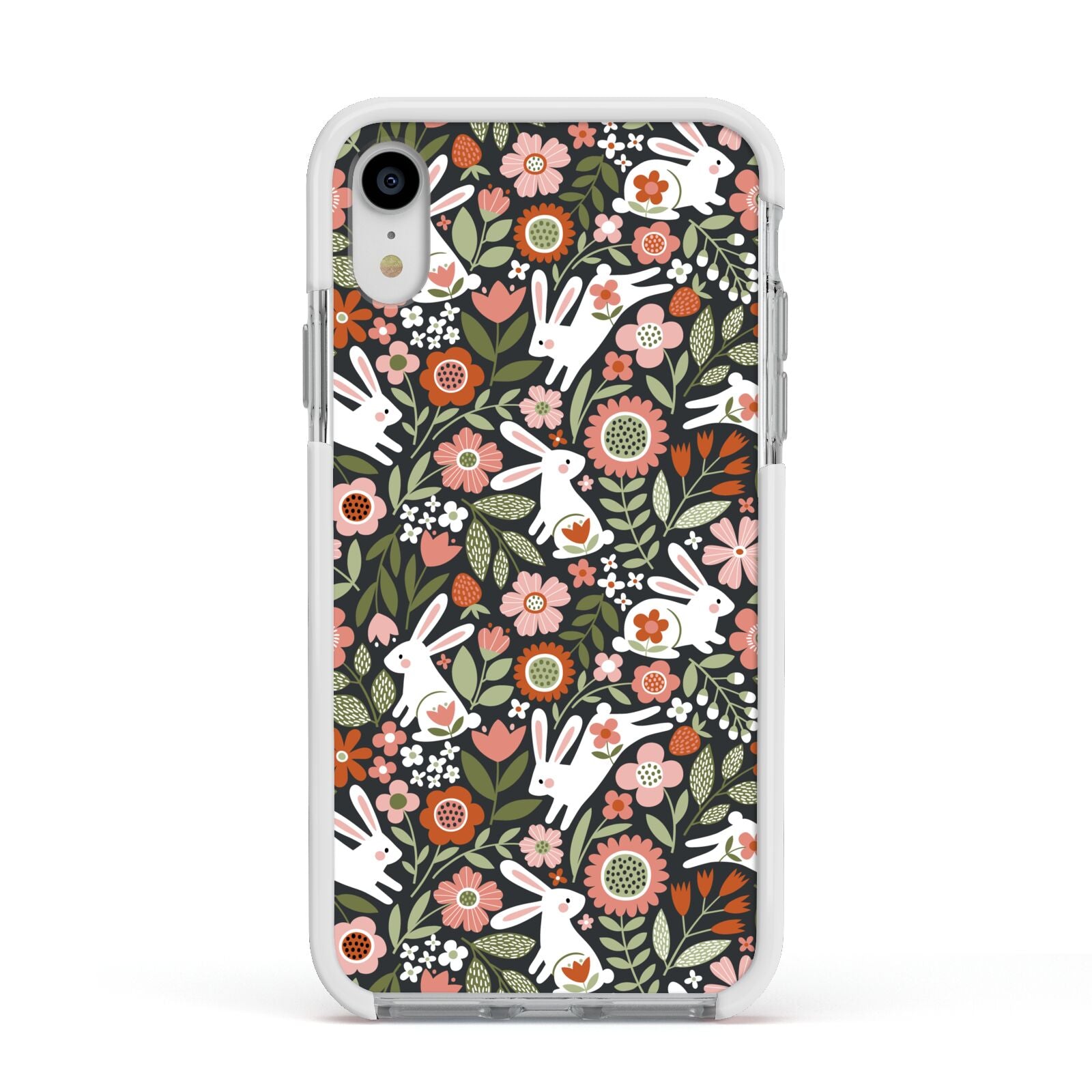 Easter Floral Apple iPhone XR Impact Case White Edge on Silver Phone