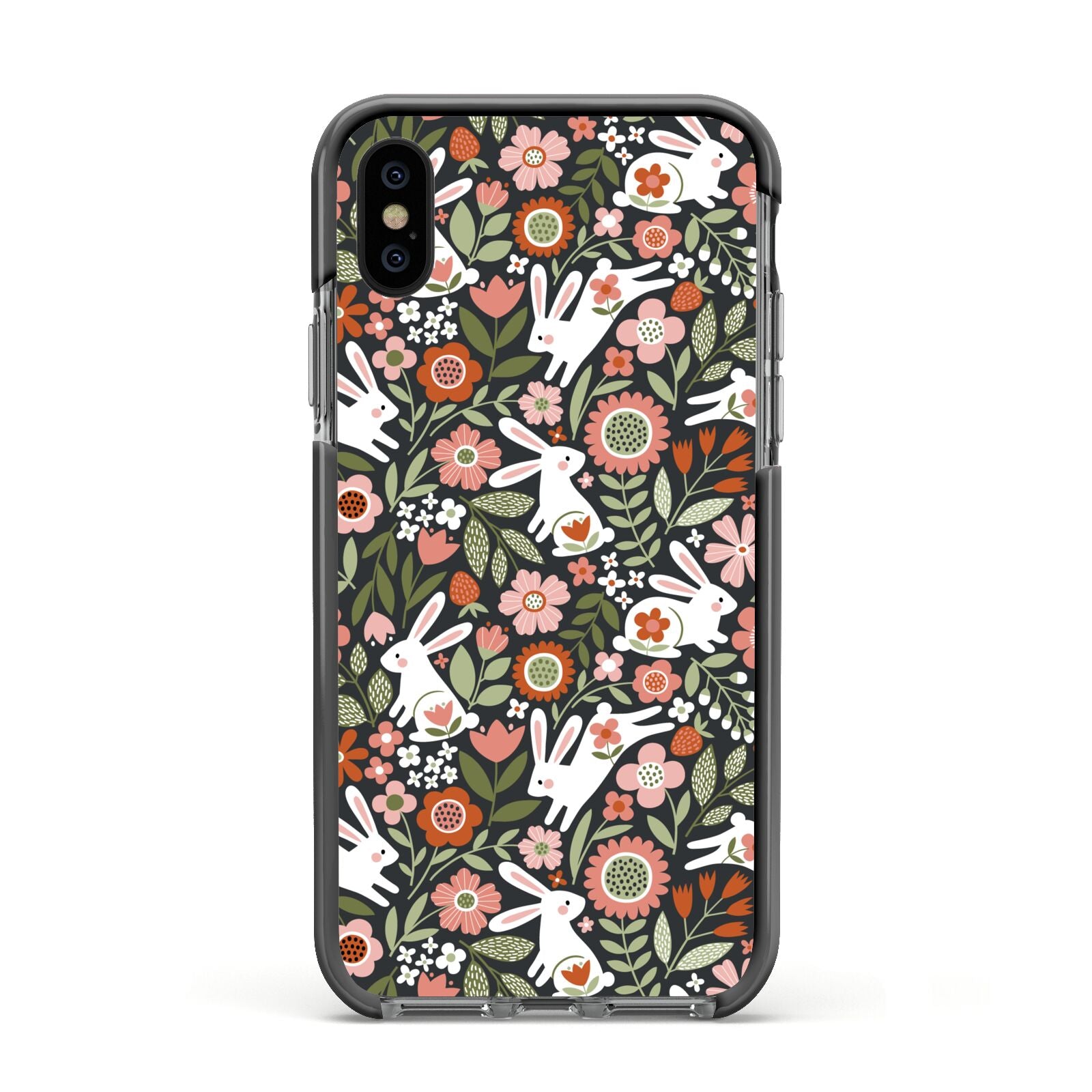 Easter Floral Apple iPhone Xs Impact Case Black Edge on Black Phone