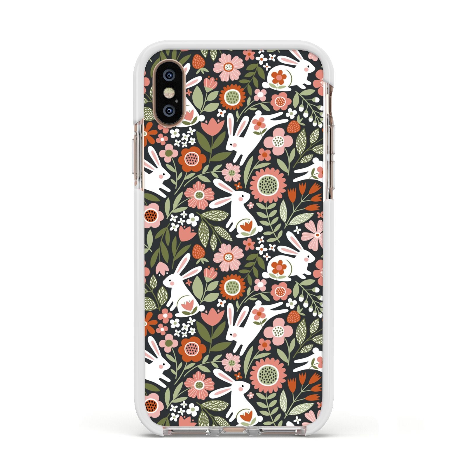 Easter Floral Apple iPhone Xs Impact Case White Edge on Gold Phone