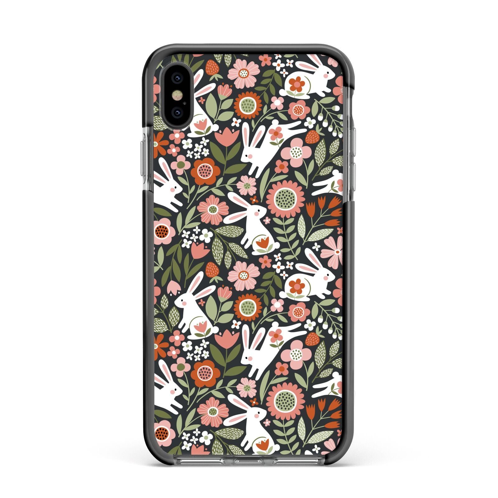 Easter Floral Apple iPhone Xs Max Impact Case Black Edge on Black Phone