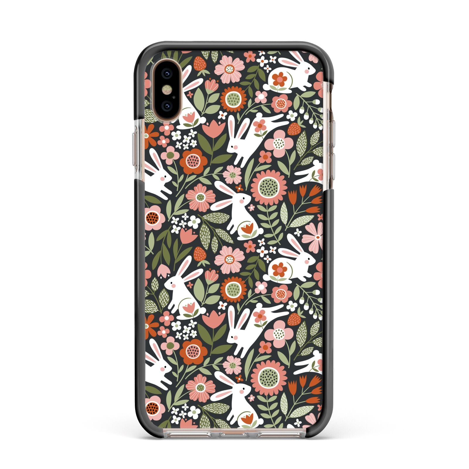 Easter Floral Apple iPhone Xs Max Impact Case Black Edge on Gold Phone