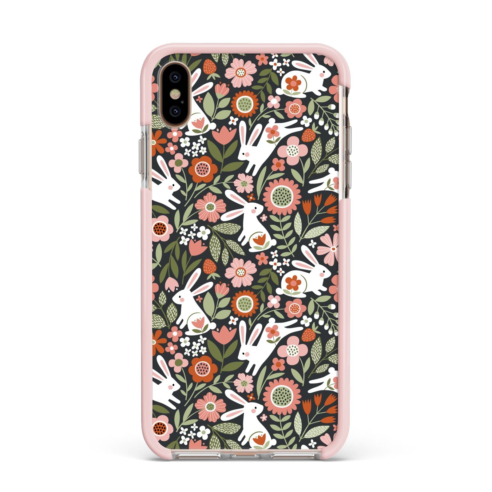 Easter Floral Apple iPhone Xs Max Impact Case Pink Edge on Gold Phone