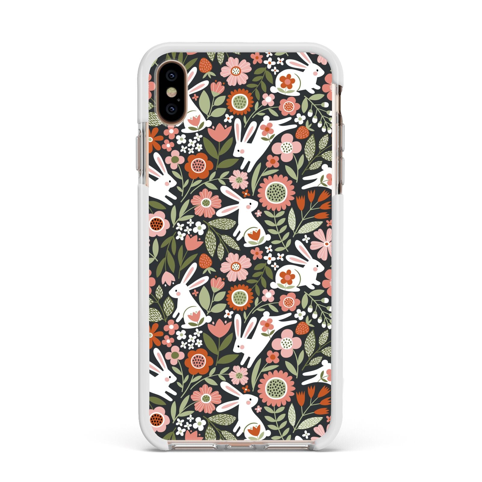 Easter Floral Apple iPhone Xs Max Impact Case White Edge on Gold Phone