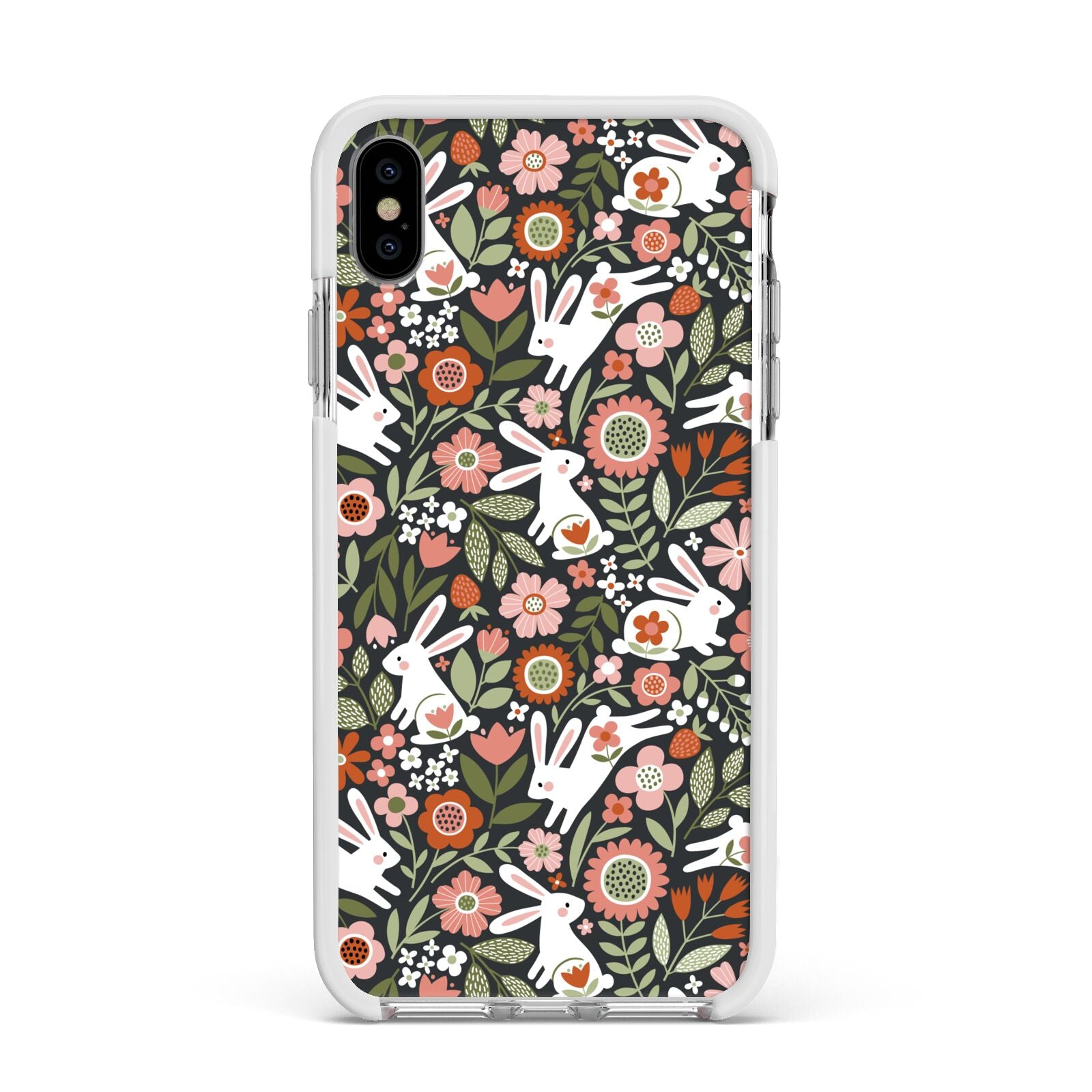 Easter Floral Apple iPhone Xs Max Impact Case White Edge on Silver Phone