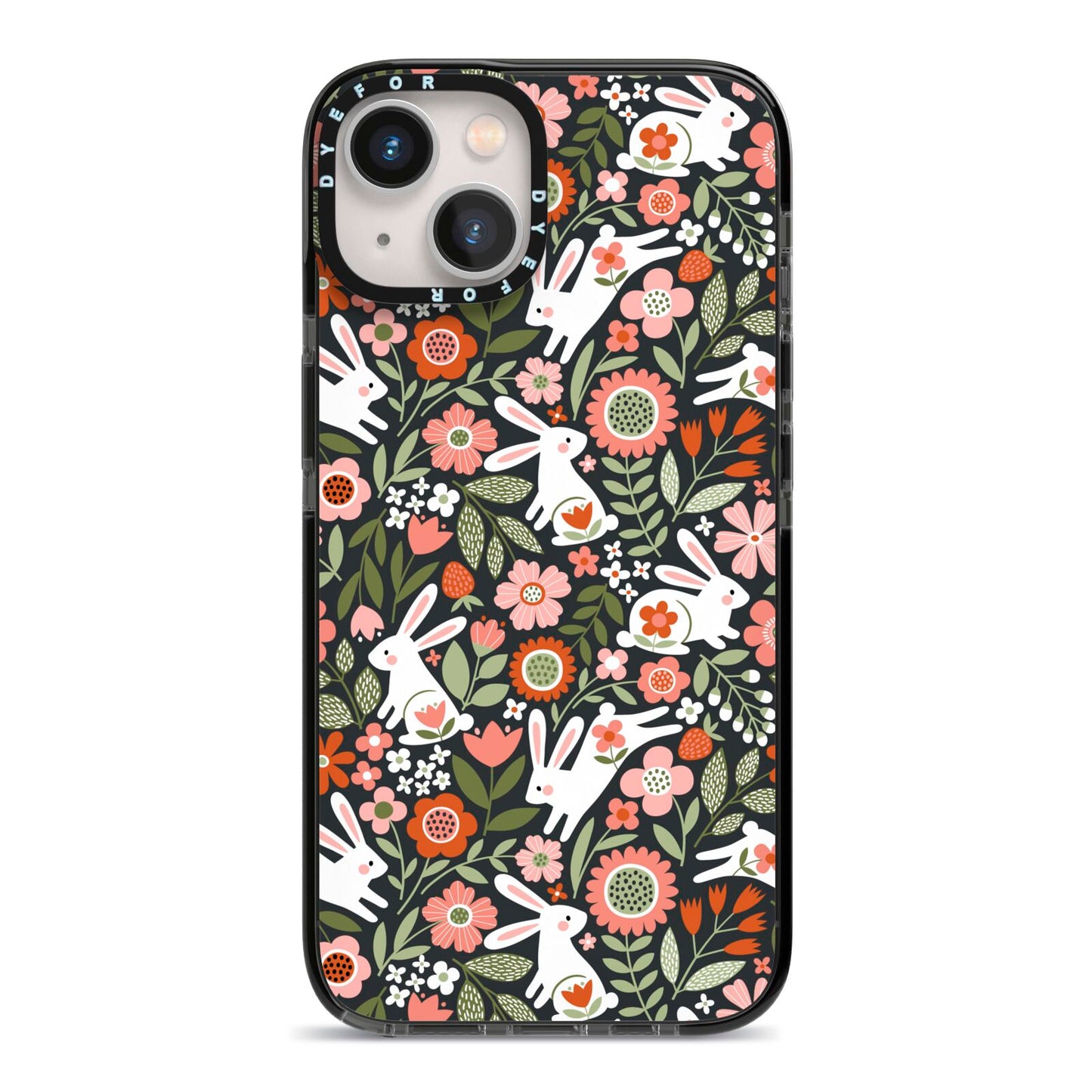 Easter Floral iPhone 13 Black Impact Case on Silver phone