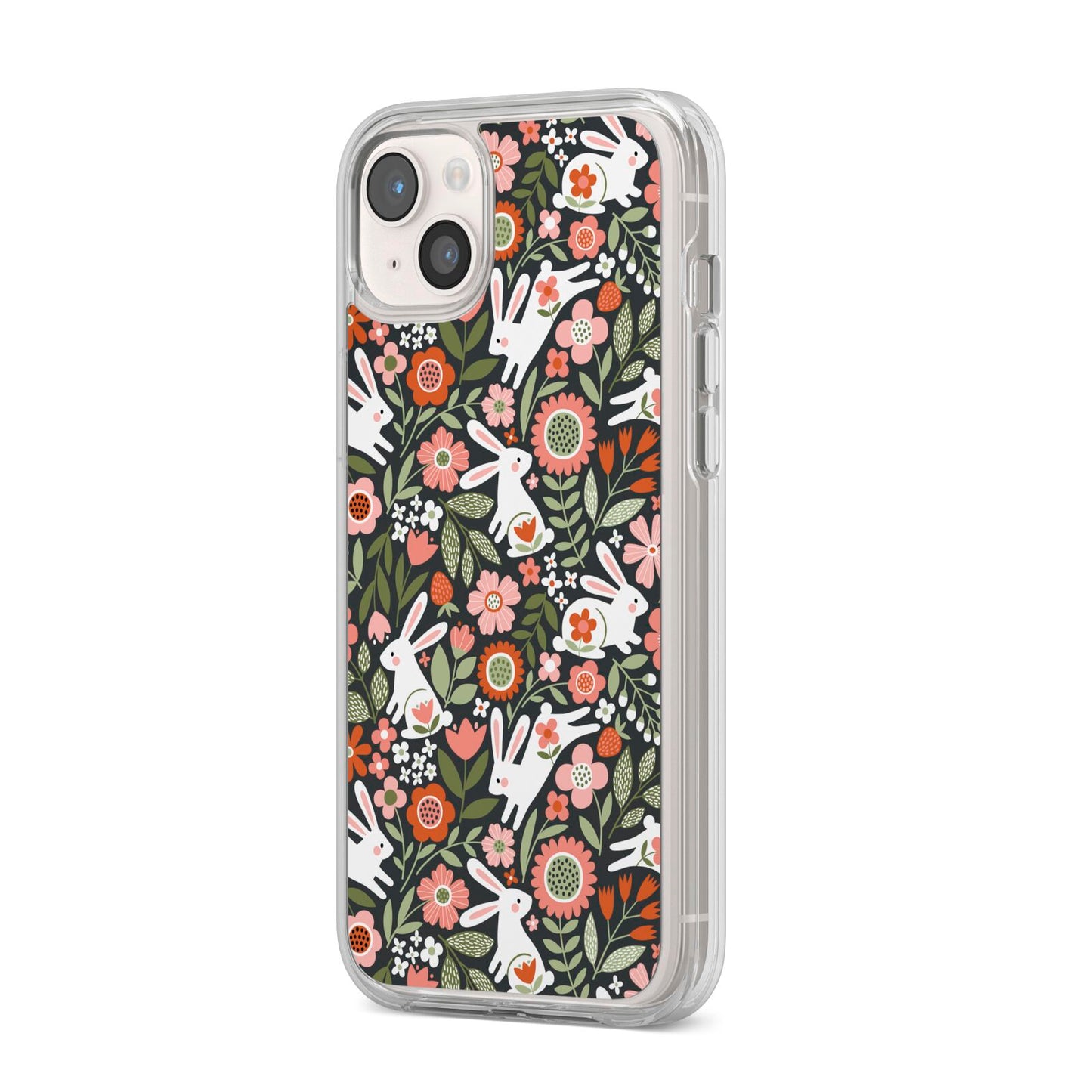 Easter Floral iPhone 14 Plus Clear Tough Case Starlight Angled Image