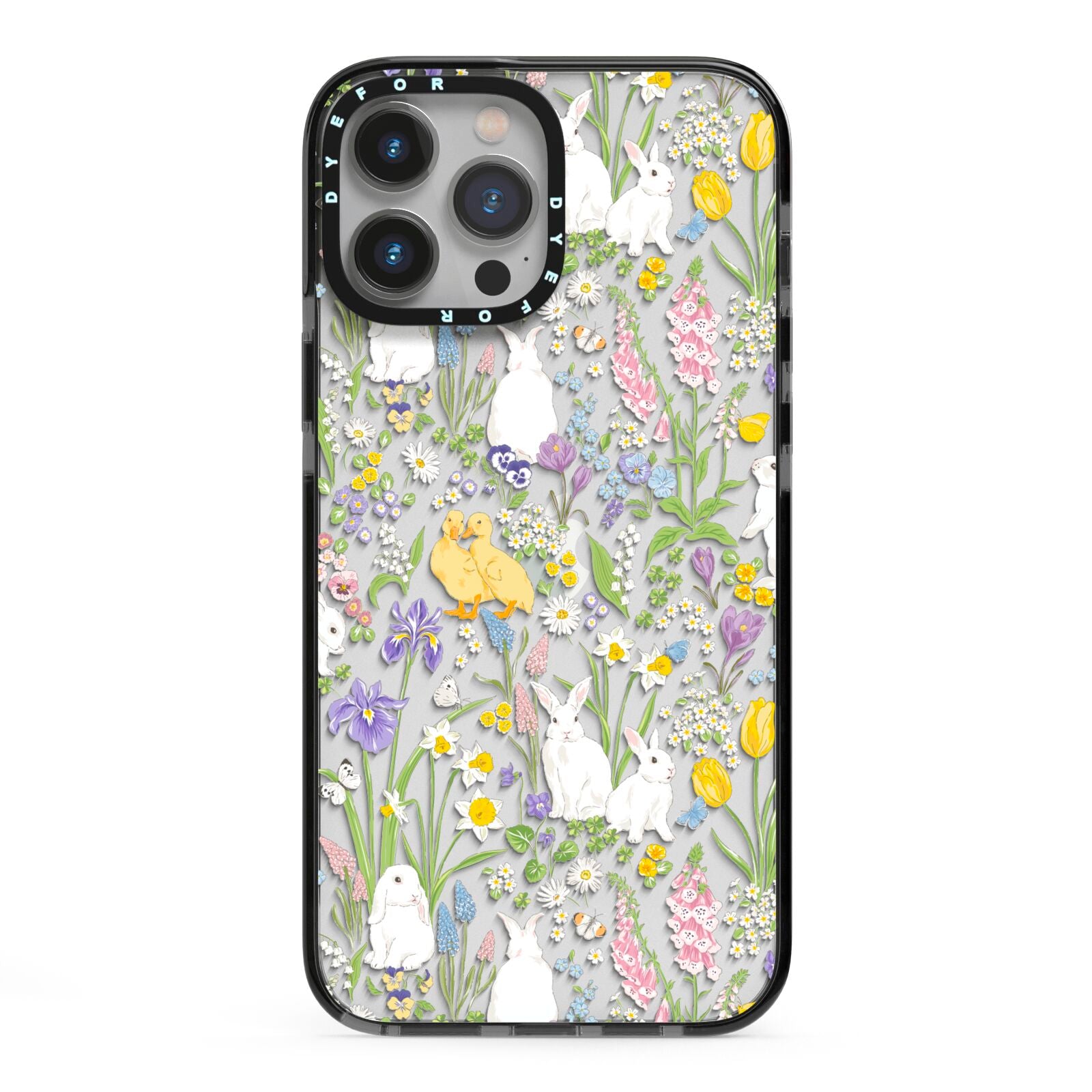 Easter iPhone 13 Pro Max Black Impact Case on Silver phone