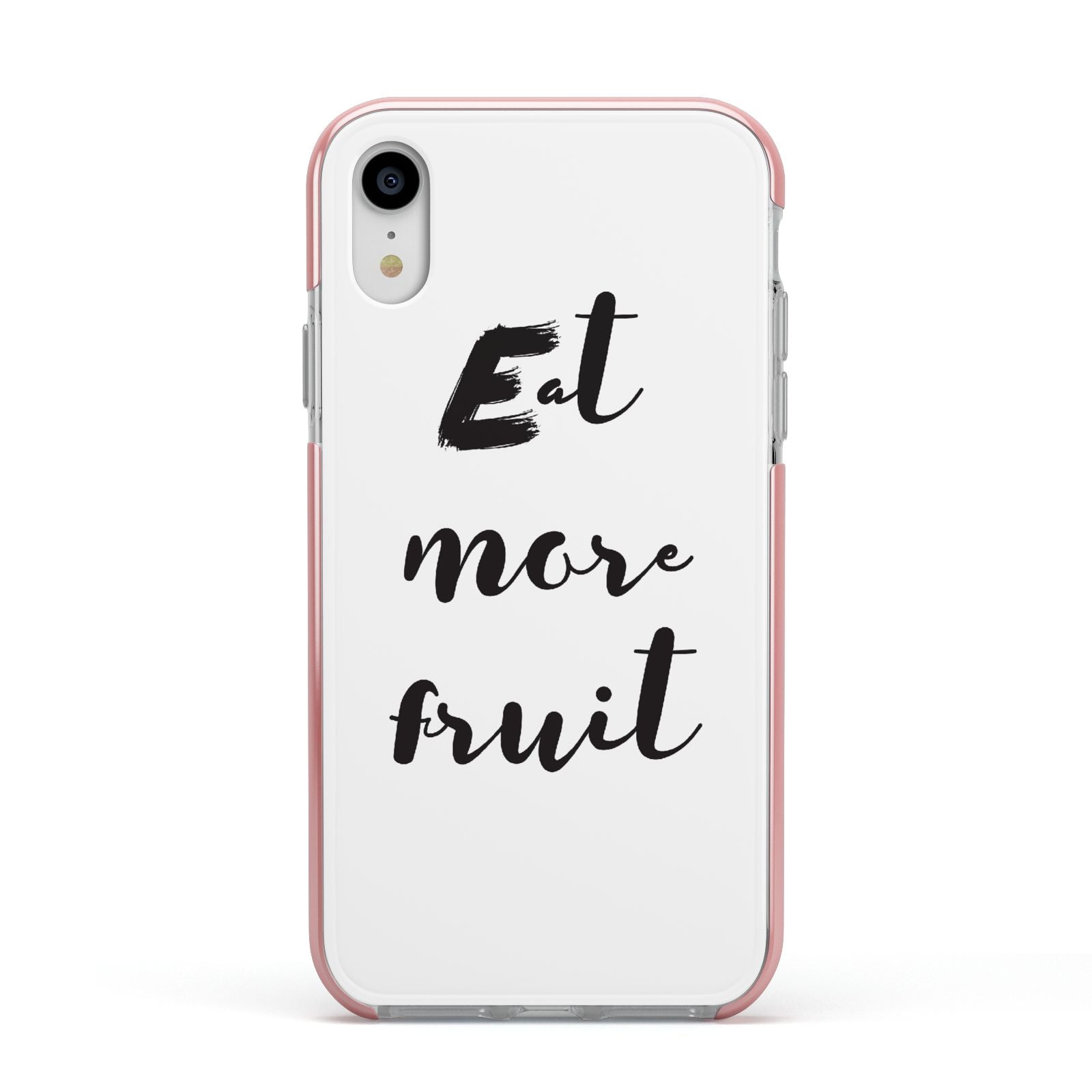 Eat More Fruit Apple iPhone XR Impact Case Pink Edge on Silver Phone