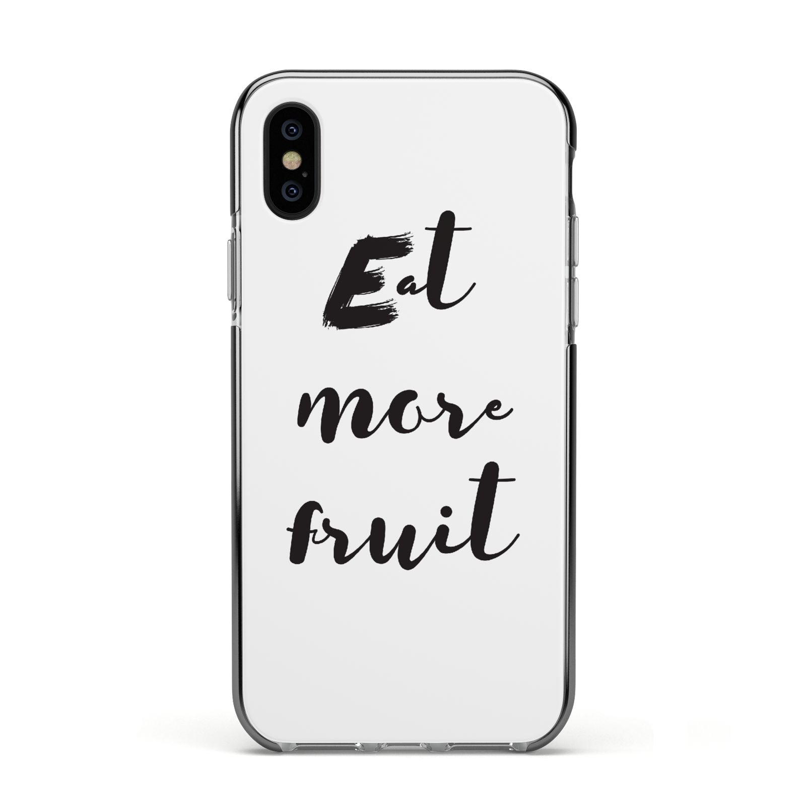Eat More Fruit Apple iPhone Xs Impact Case Black Edge on Black Phone
