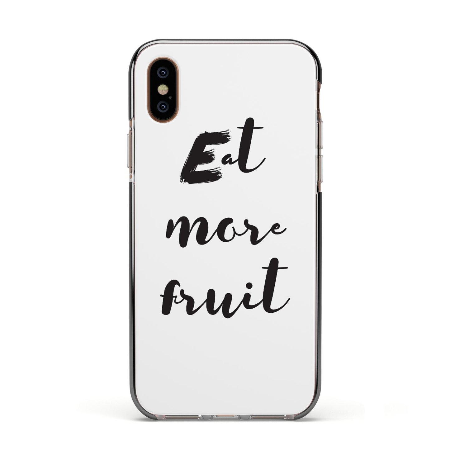 Eat More Fruit Apple iPhone Xs Impact Case Black Edge on Gold Phone