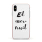 Eat More Fruit Apple iPhone Xs Impact Case Pink Edge on Silver Phone