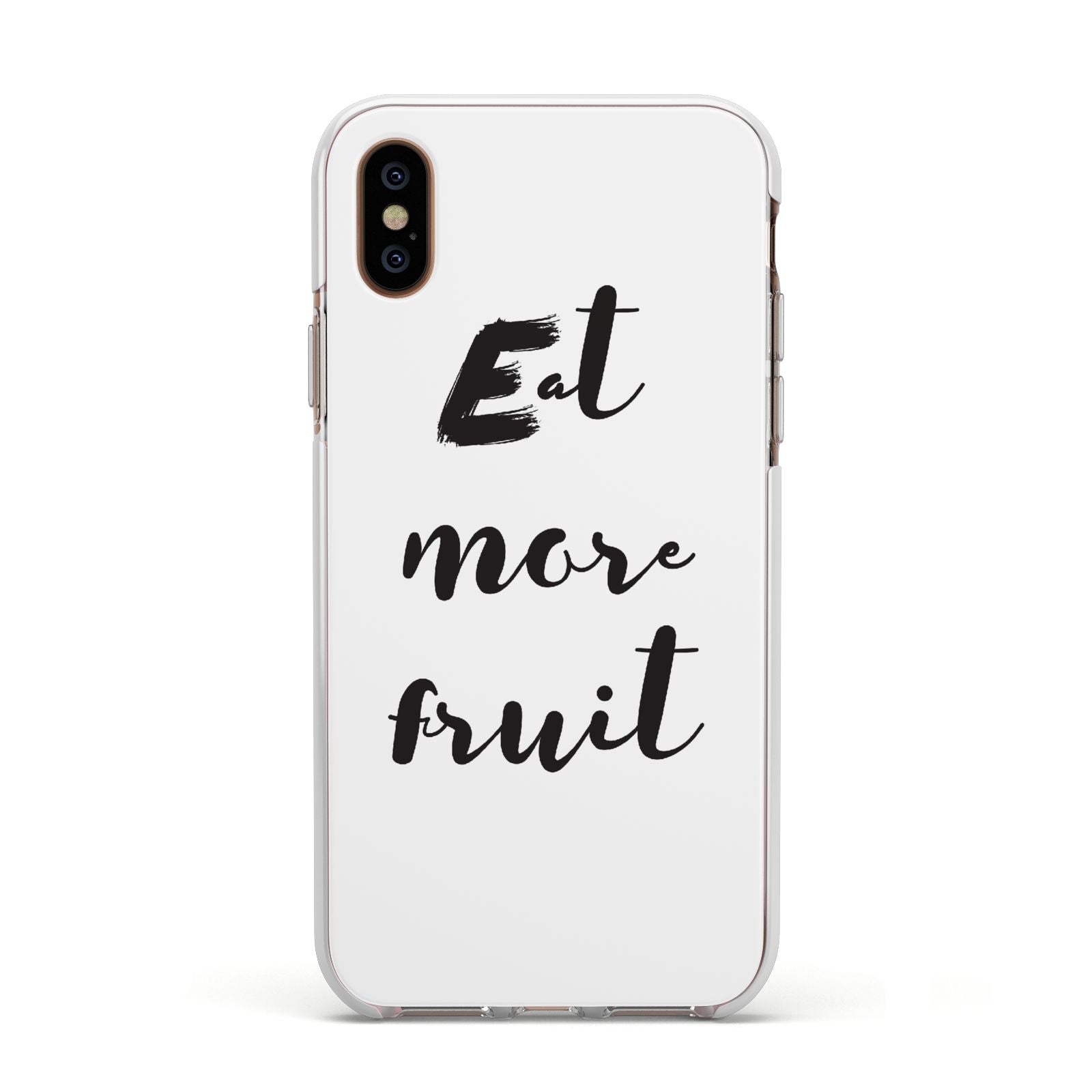 Eat More Fruit Apple iPhone Xs Impact Case White Edge on Gold Phone