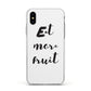 Eat More Fruit Apple iPhone Xs Impact Case White Edge on Silver Phone