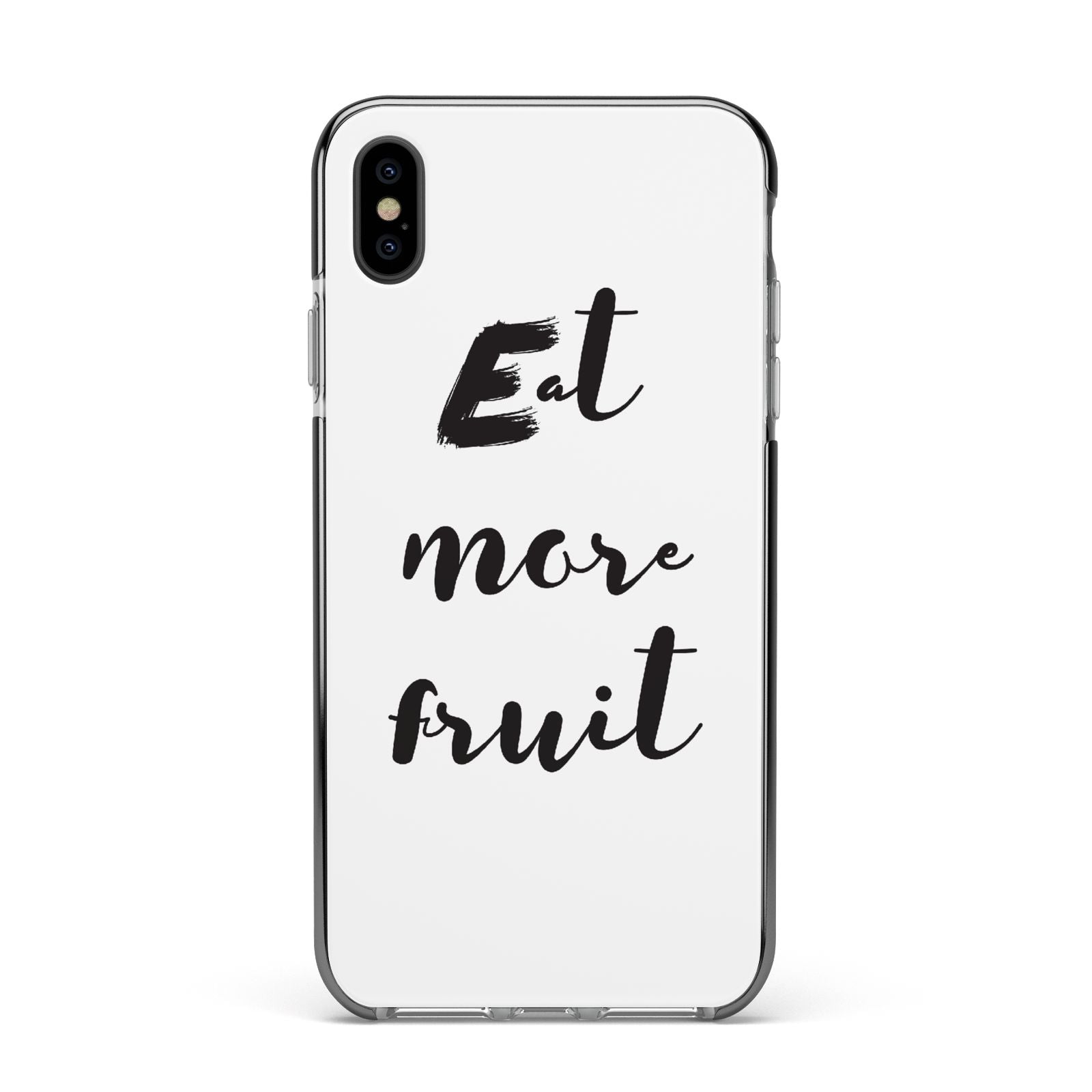 Eat More Fruit Apple iPhone Xs Max Impact Case Black Edge on Black Phone