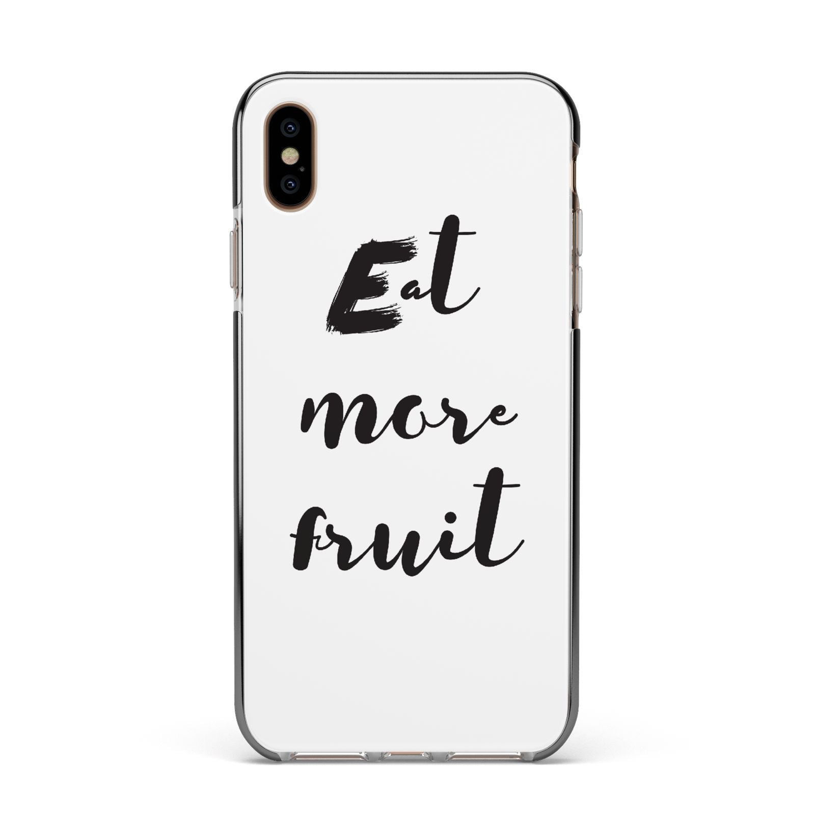 Eat More Fruit Apple iPhone Xs Max Impact Case Black Edge on Gold Phone