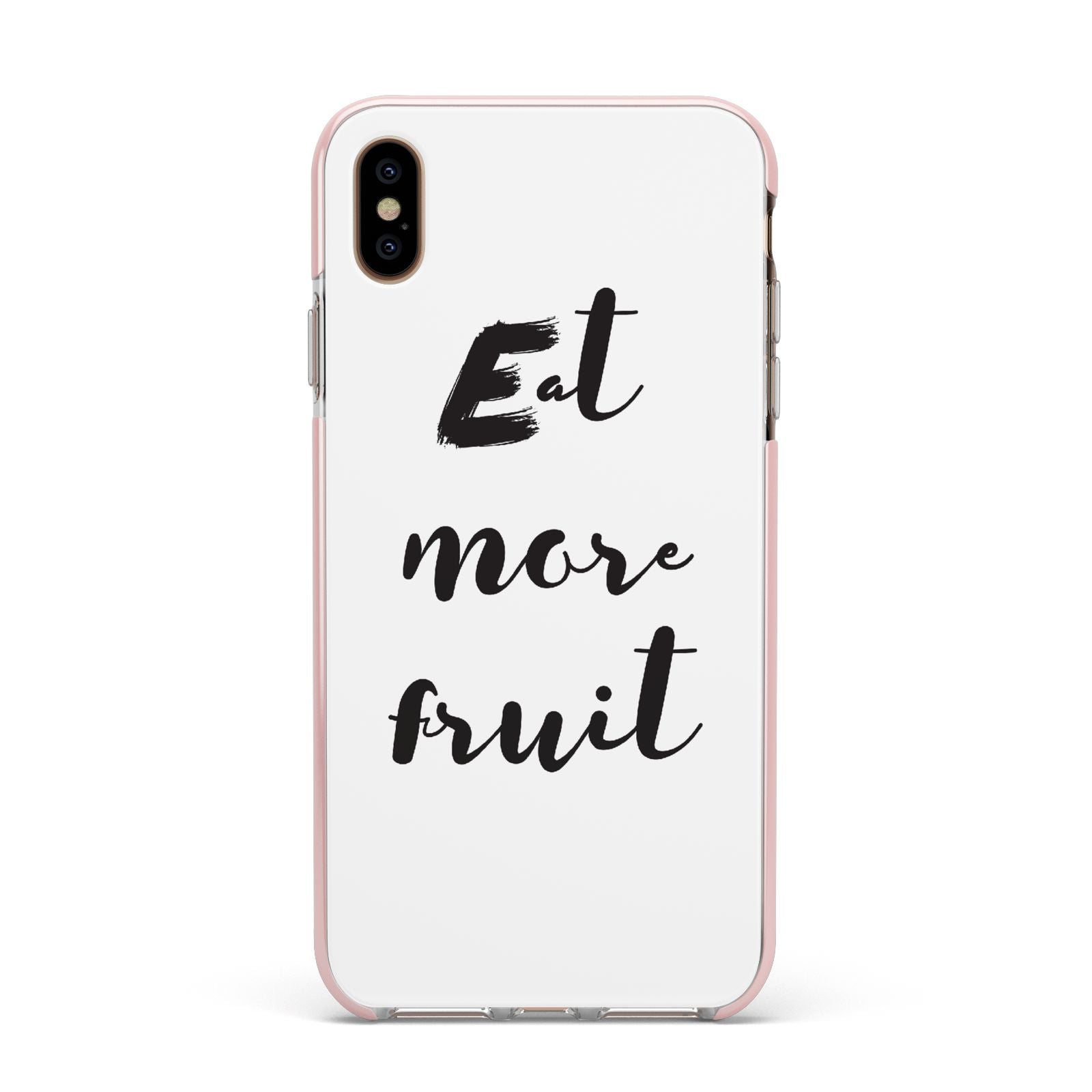 Eat More Fruit Apple iPhone Xs Max Impact Case Pink Edge on Gold Phone