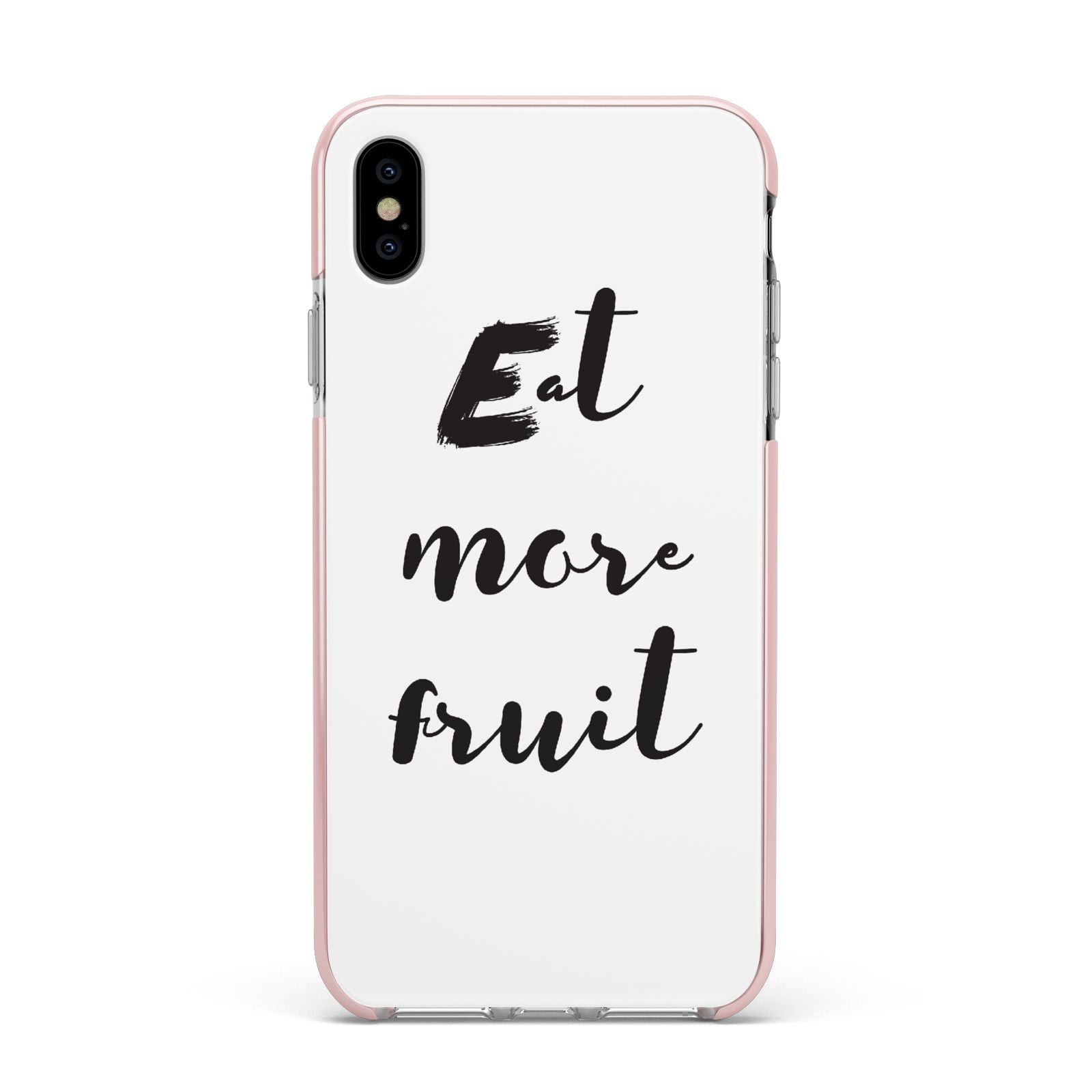 Eat More Fruit Apple iPhone Xs Max Impact Case Pink Edge on Silver Phone
