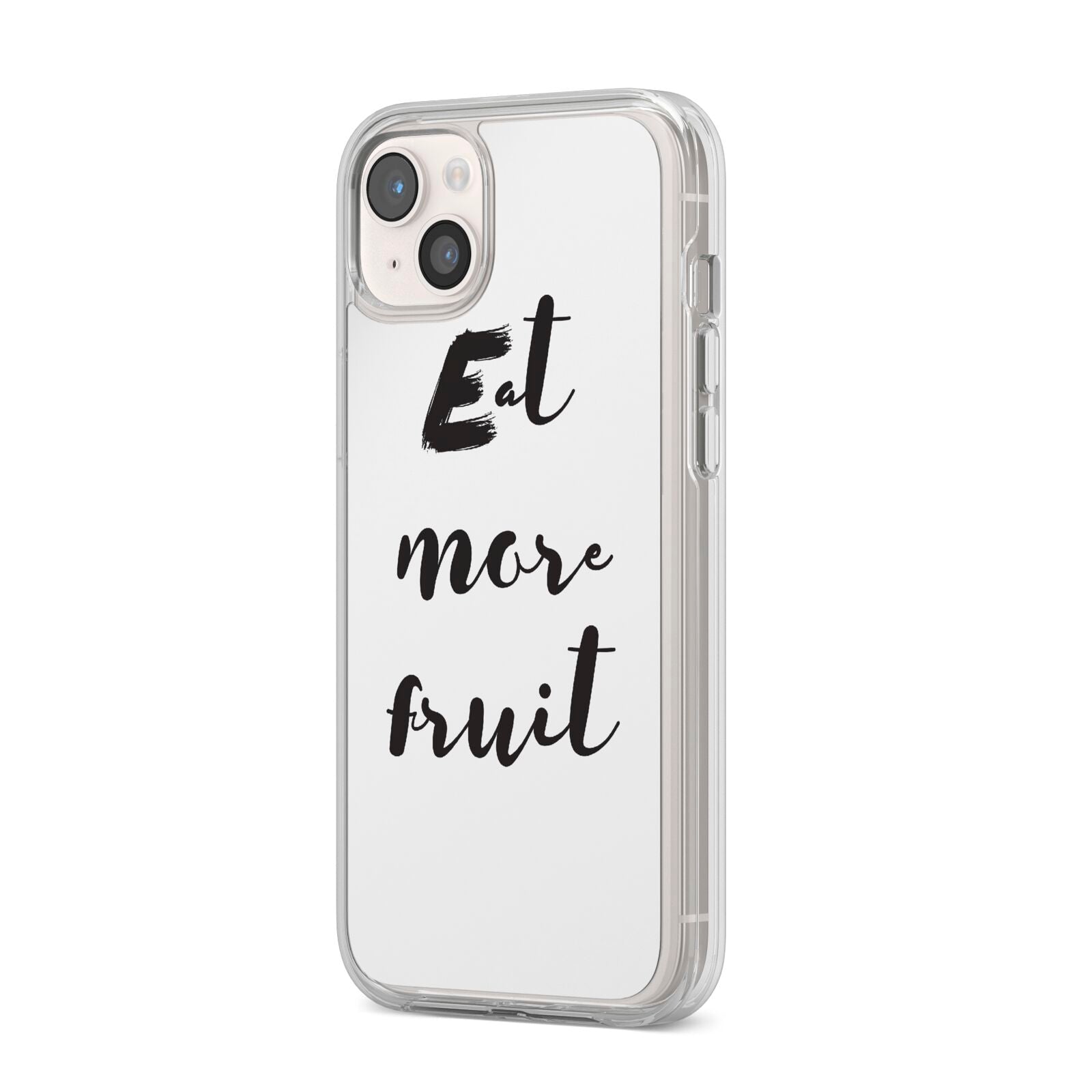 Eat More Fruit iPhone 14 Plus Clear Tough Case Starlight Angled Image