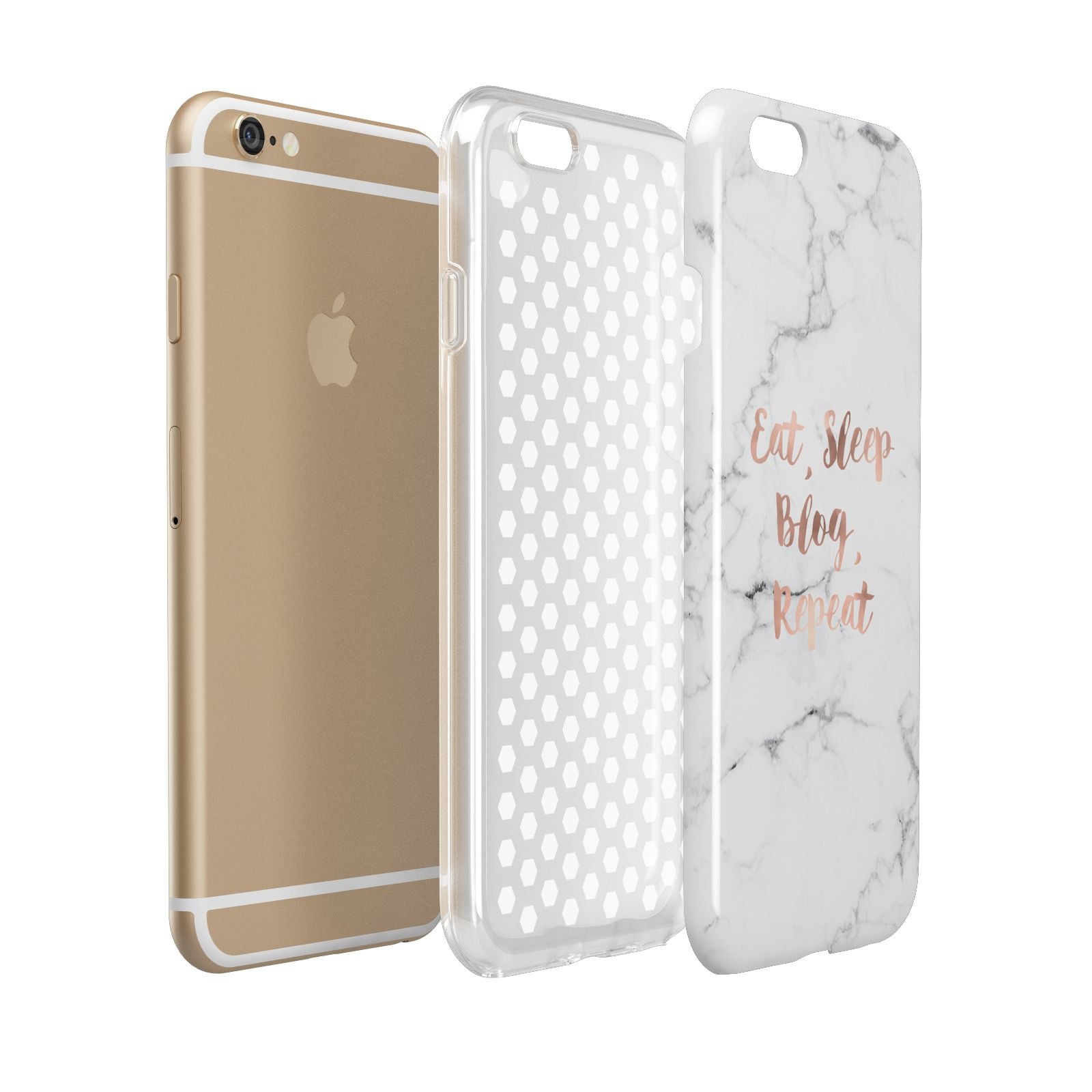 Eat Sleep Blog Repeat Marble Effect Apple iPhone 6 3D Tough Case Expanded view