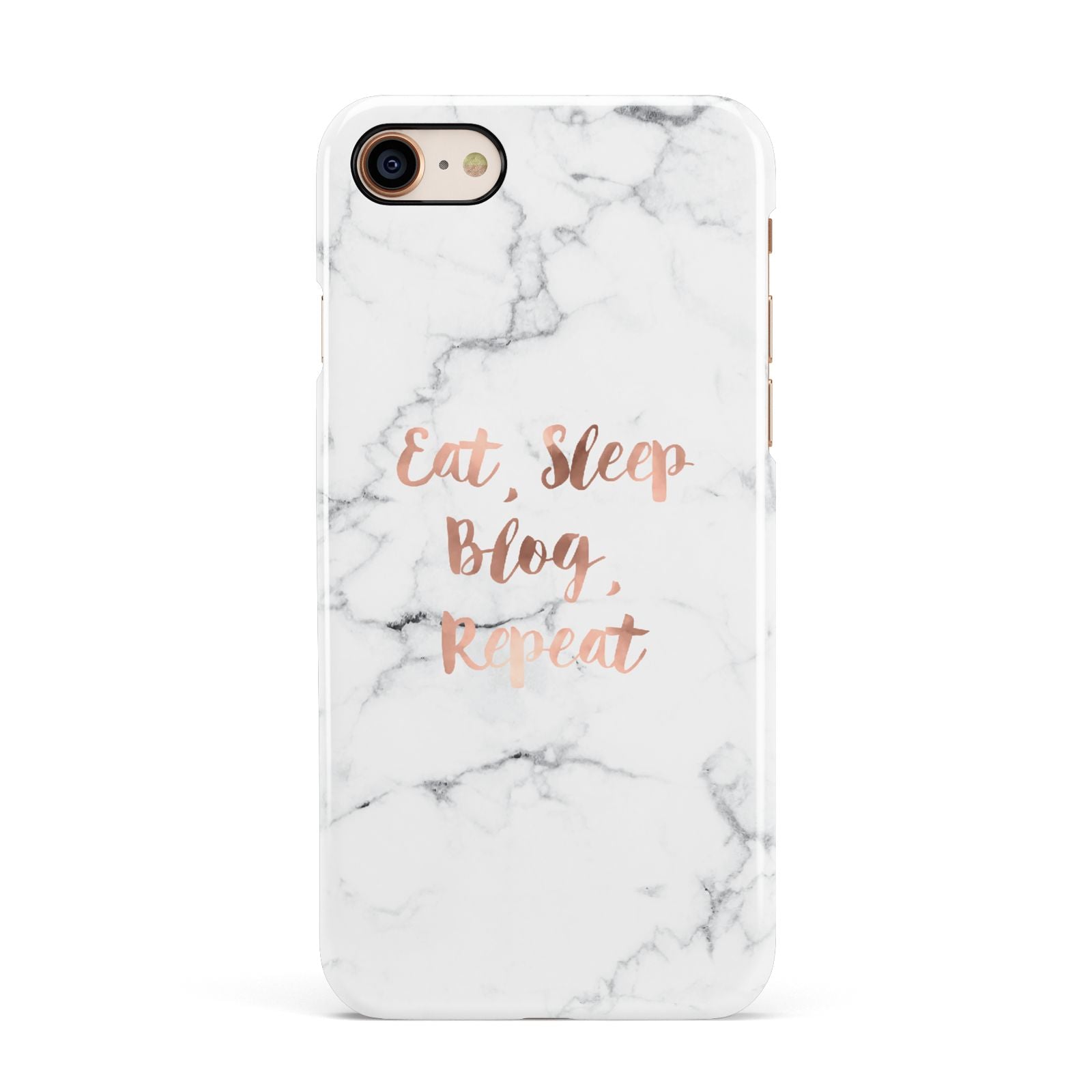 Eat Sleep Blog Repeat Marble Effect Apple iPhone 7 8 3D Snap Case