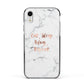 Eat Sleep Blog Repeat Marble Effect Apple iPhone XR Impact Case Black Edge on Silver Phone