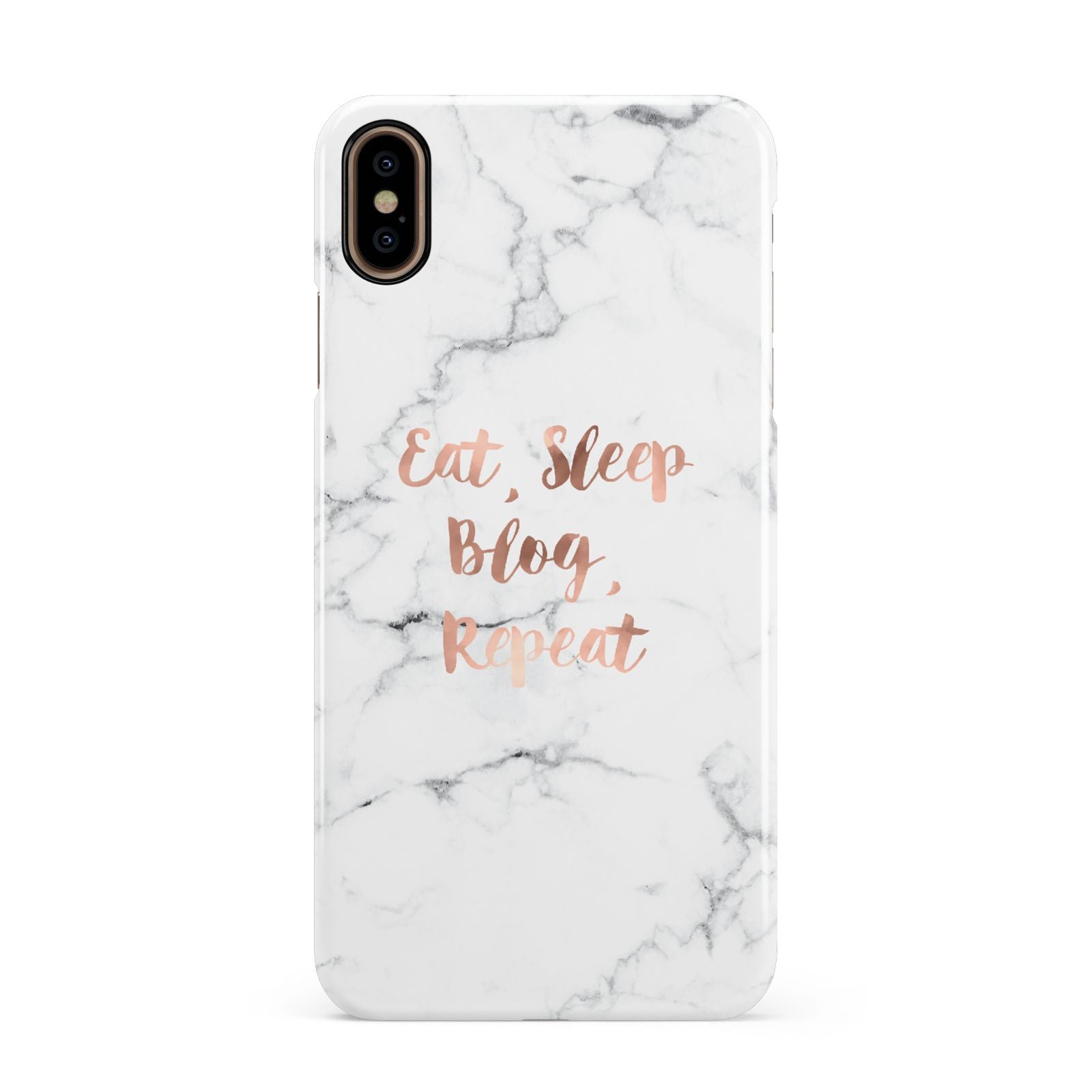 Eat Sleep Blog Repeat Marble Effect Apple iPhone Xs Max 3D Snap Case