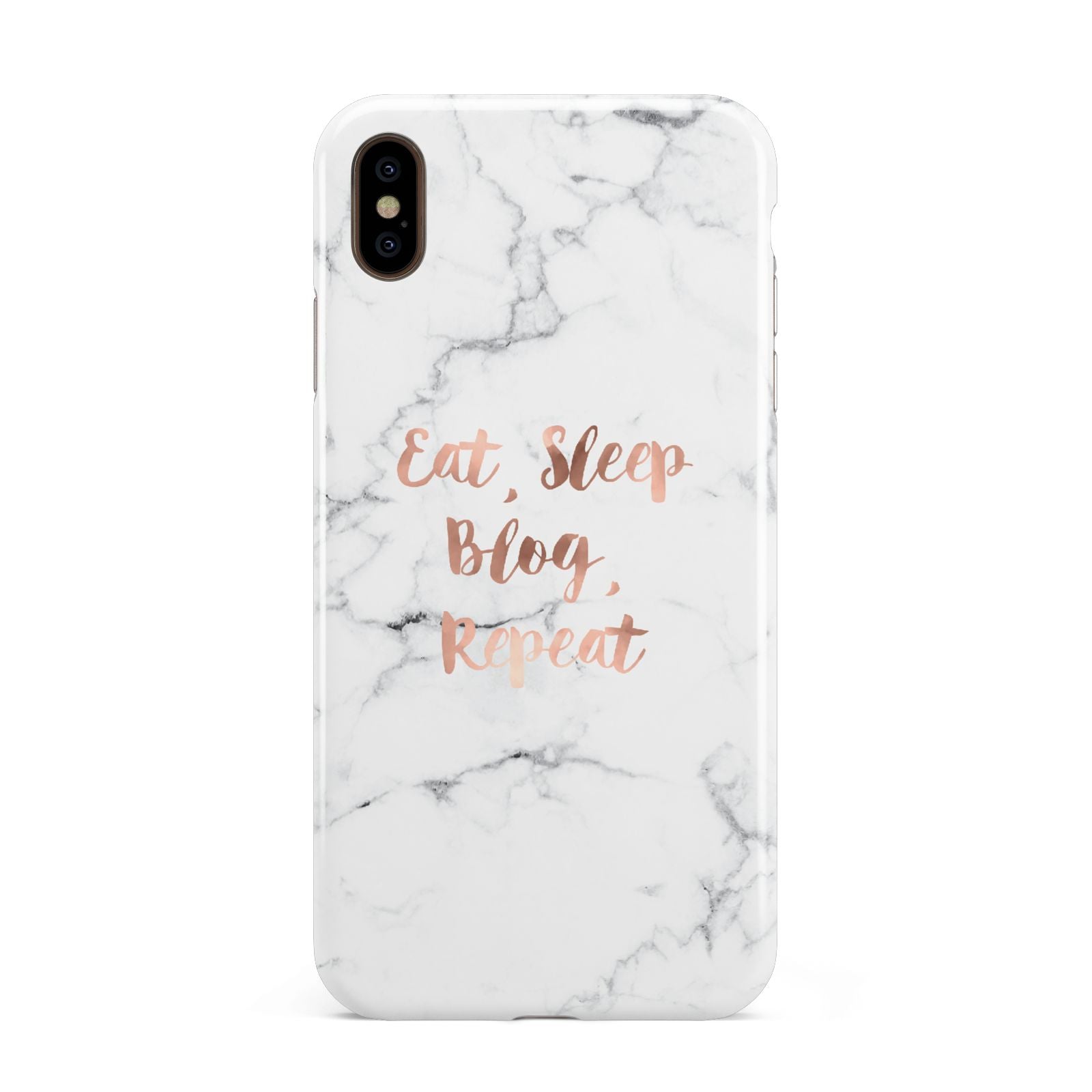 Eat Sleep Blog Repeat Marble Effect Apple iPhone Xs Max 3D Tough Case