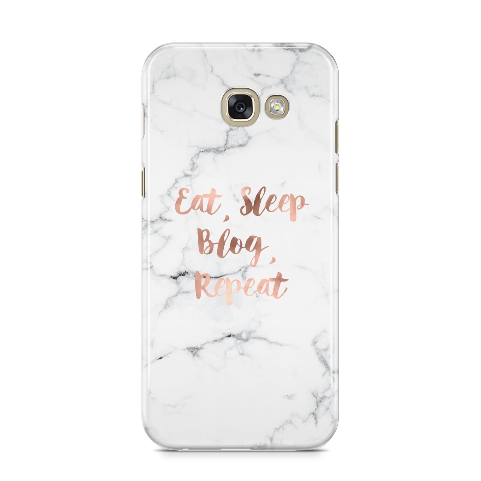 Eat Sleep Blog Repeat Marble Effect Samsung Galaxy A5 2017 Case on gold phone