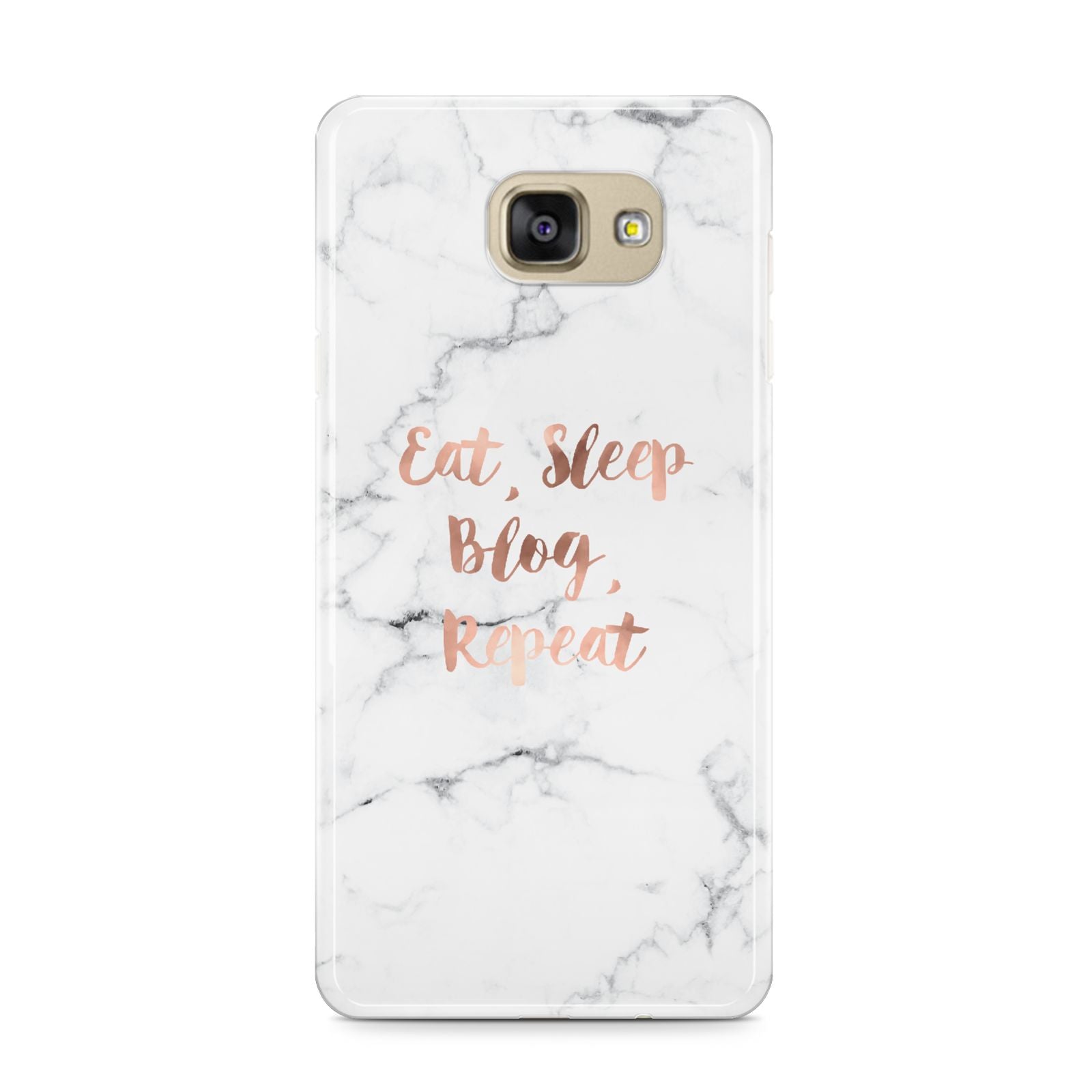 Eat Sleep Blog Repeat Marble Effect Samsung Galaxy A9 2016 Case on gold phone
