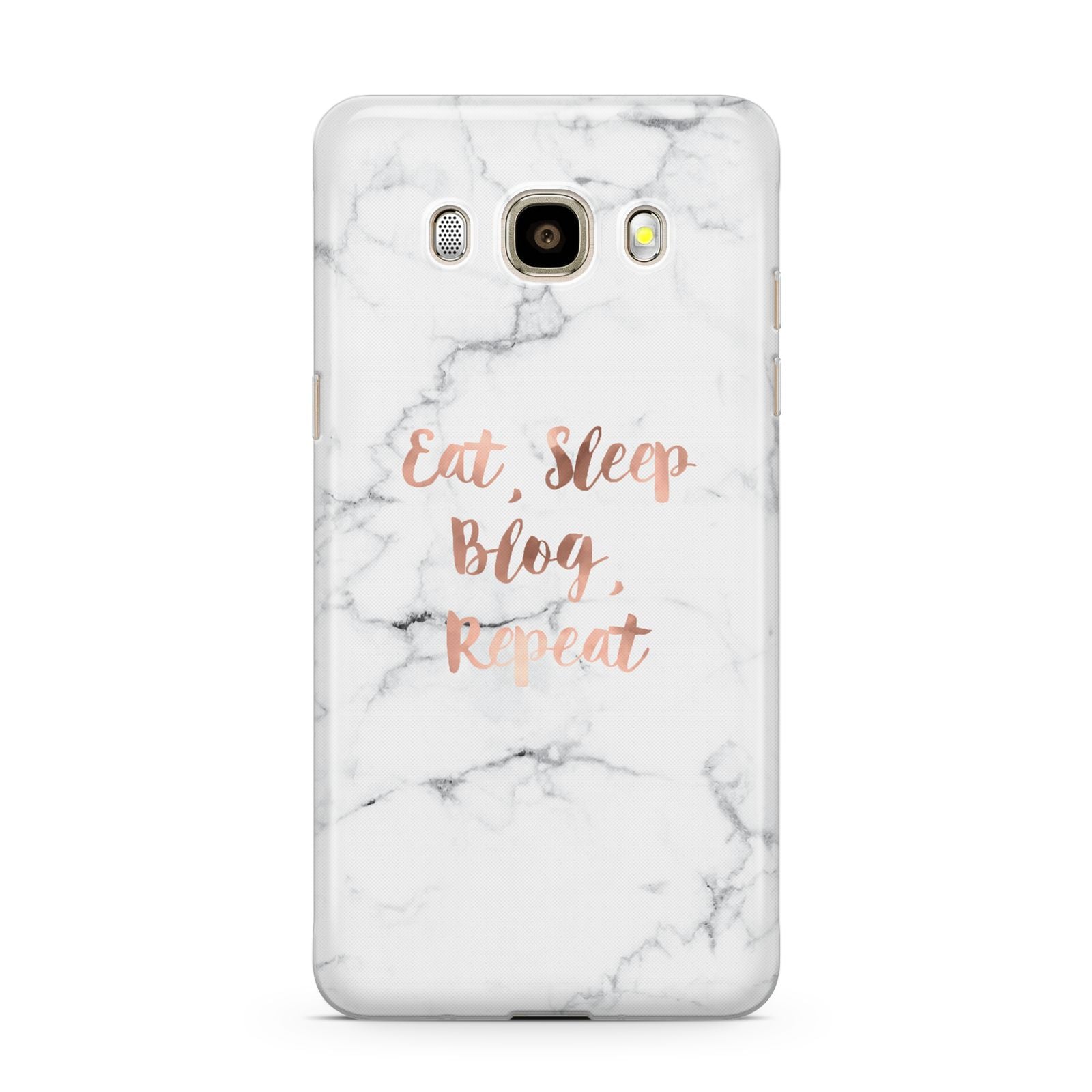 Eat Sleep Blog Repeat Marble Effect Samsung Galaxy J7 2016 Case on gold phone