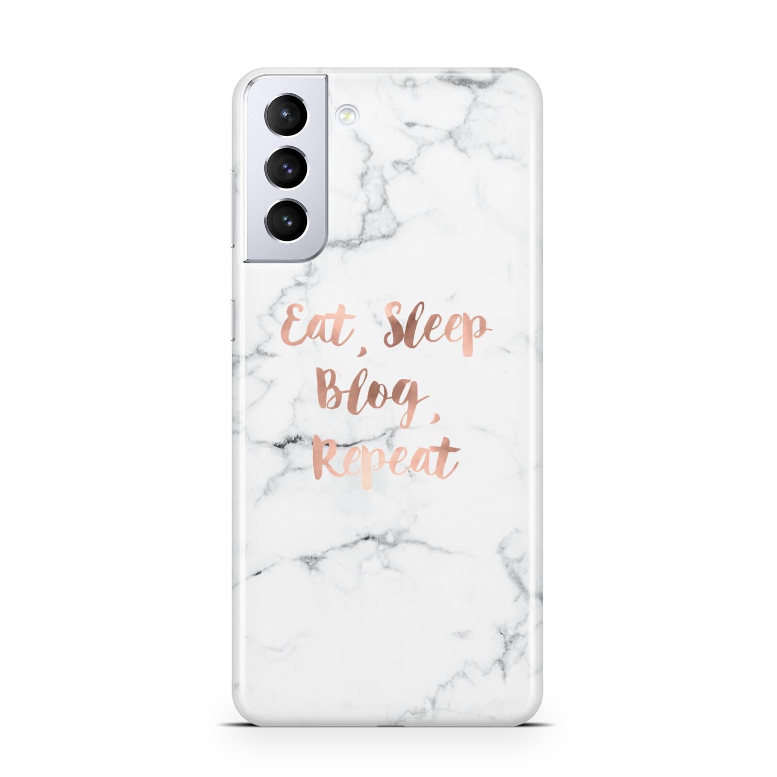 Eat Sleep Blog Repeat Marble Effect Samsung S21 Plus Phone Case
