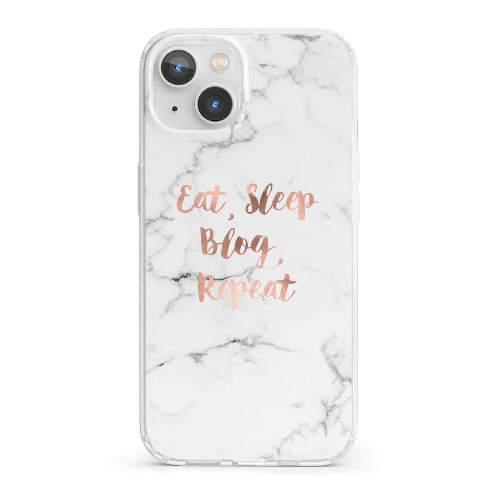 Eat Sleep Blog Repeat Marble Effect iPhone 13 Clear Bumper Case
