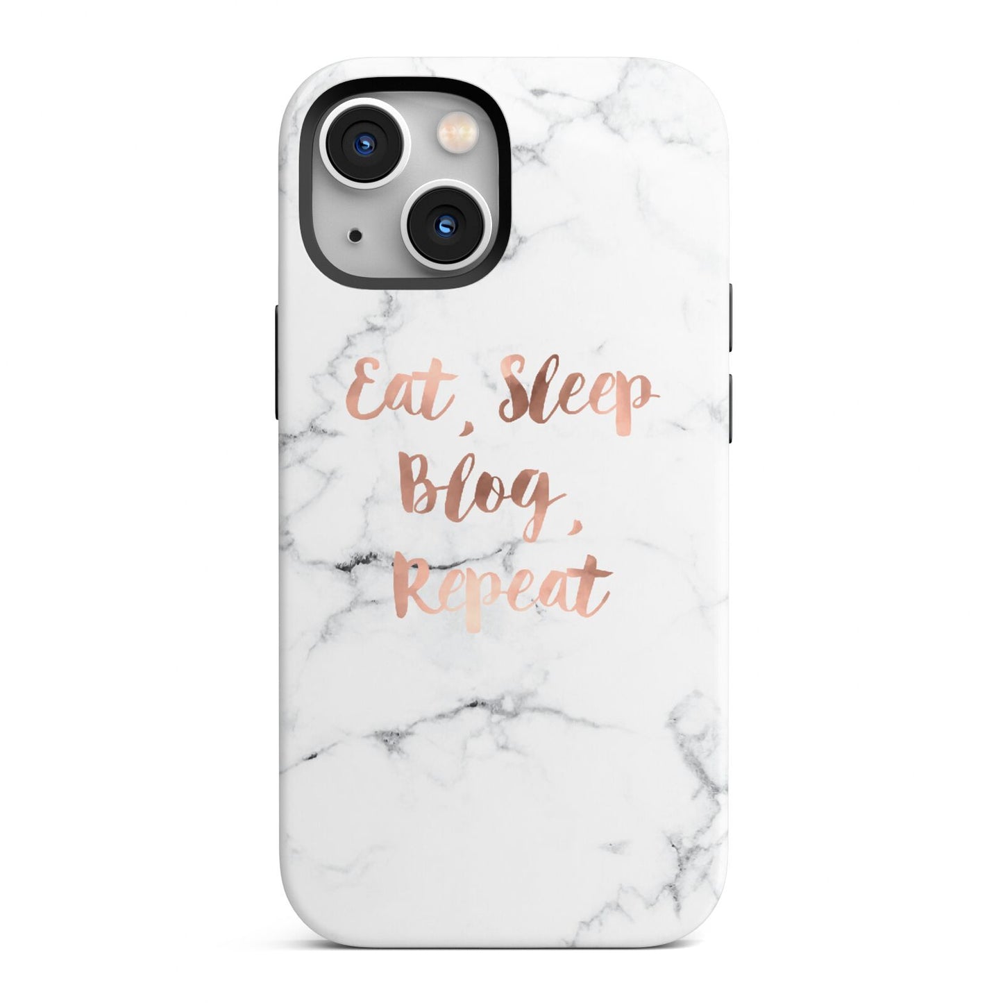 Eat Sleep Blog Repeat Marble Effect iPhone 13 Mini Full Wrap 3D Tough Case