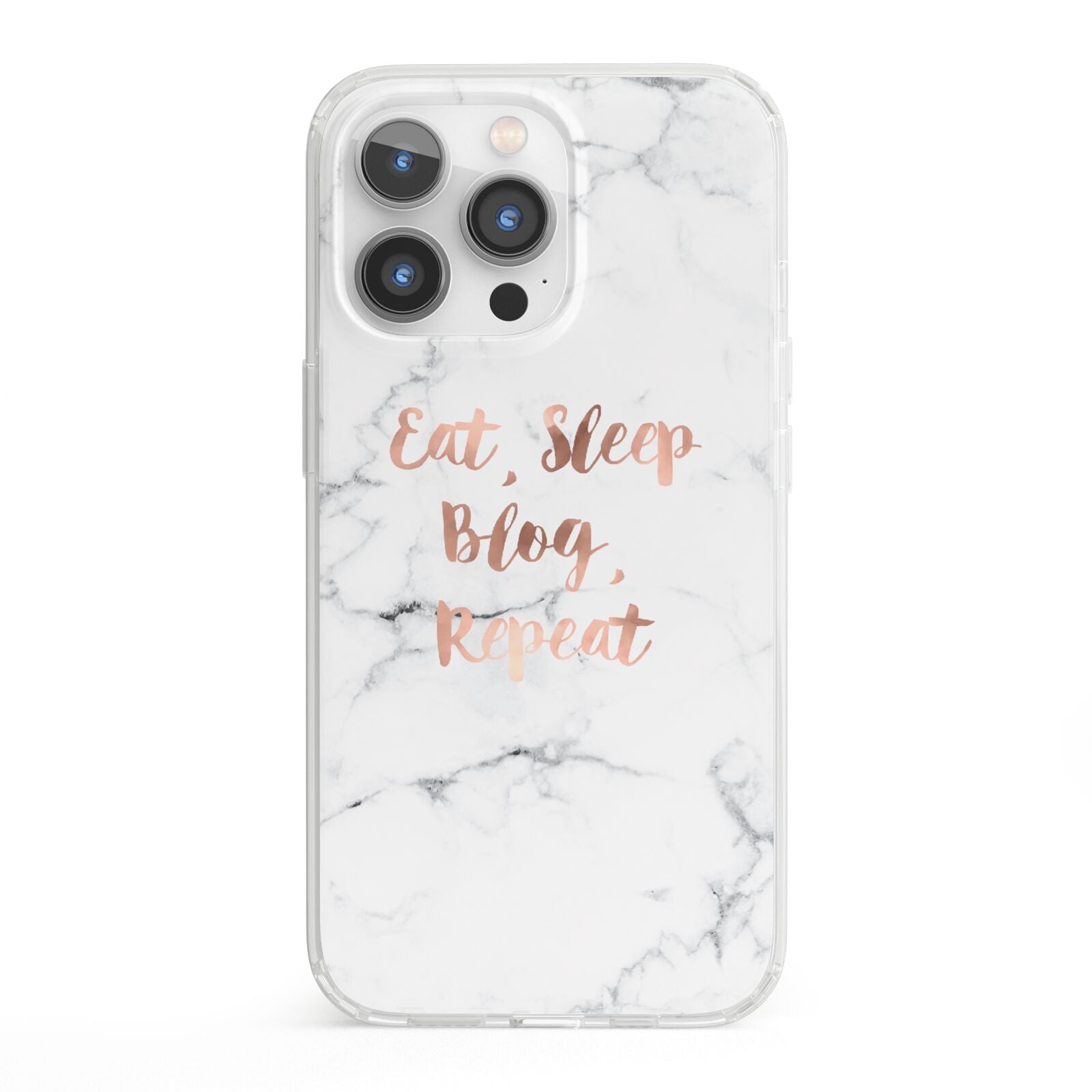 Eat Sleep Blog Repeat Marble Effect iPhone 13 Pro Clear Bumper Case