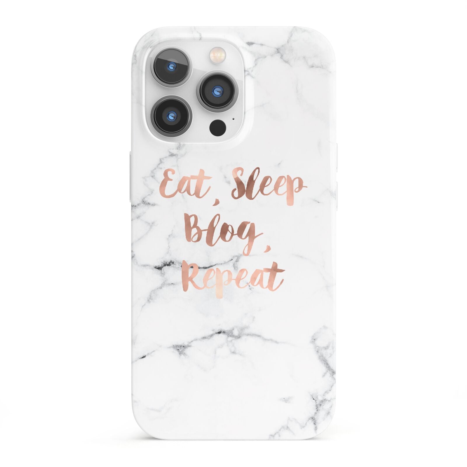 Eat Sleep Blog Repeat Marble Effect iPhone 13 Pro Full Wrap 3D Snap Case