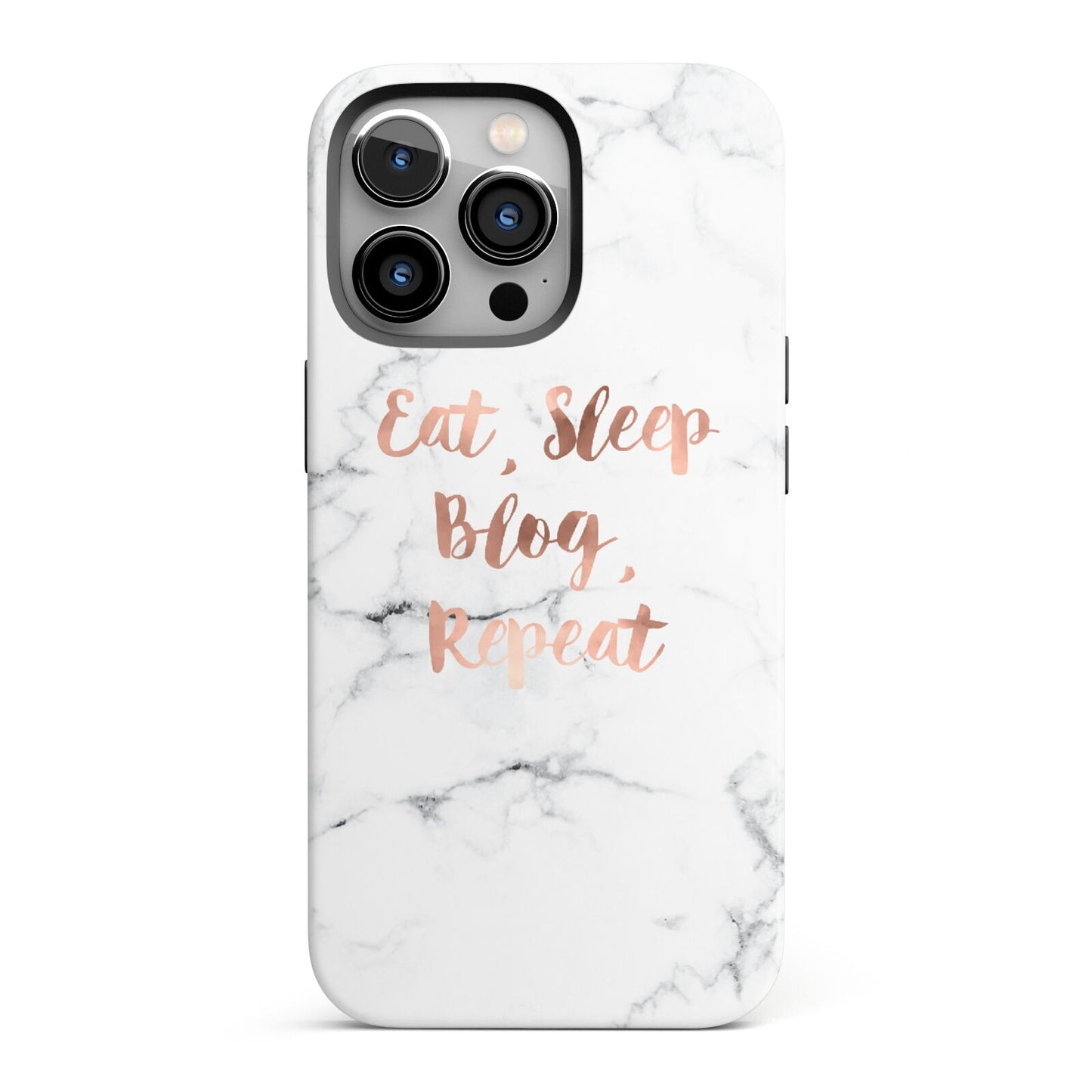 Eat Sleep Blog Repeat Marble Effect iPhone 13 Pro Full Wrap 3D Tough Case