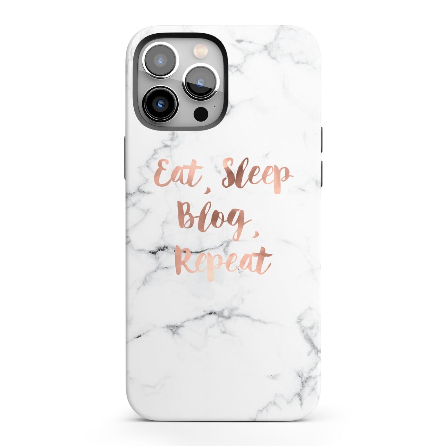 Eat Sleep Blog Repeat Marble Effect iPhone 13 Pro Max Full Wrap 3D Tough Case