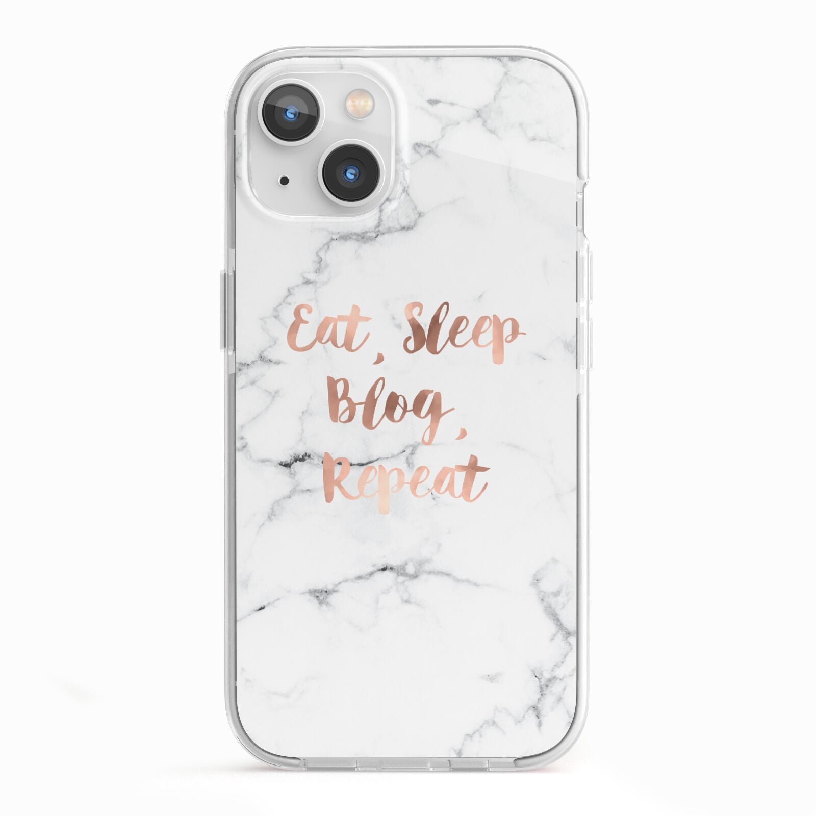 Eat Sleep Blog Repeat Marble Effect iPhone 13 TPU Impact Case with White Edges