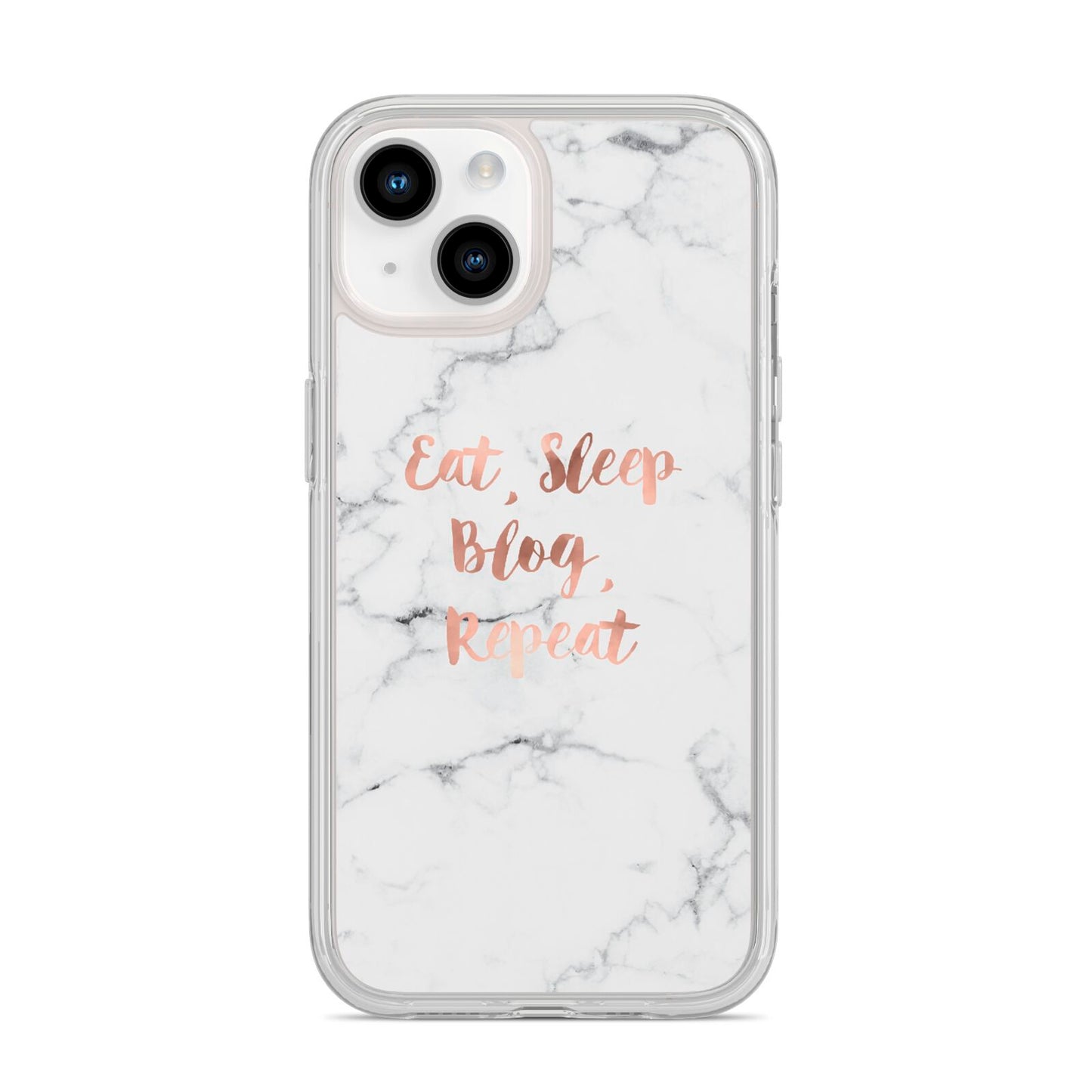 Eat Sleep Blog Repeat Marble Effect iPhone 14 Clear Tough Case Starlight