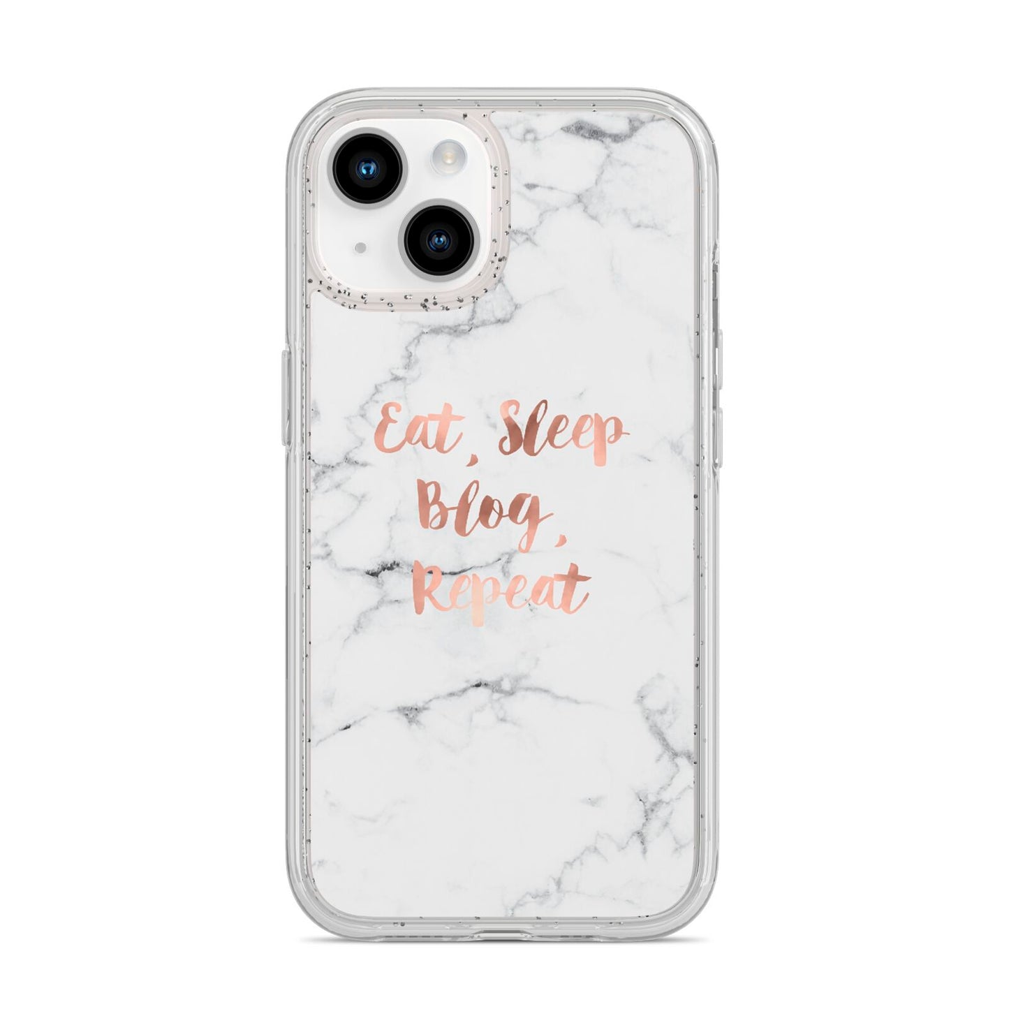 Eat Sleep Blog Repeat Marble Effect iPhone 14 Glitter Tough Case Starlight
